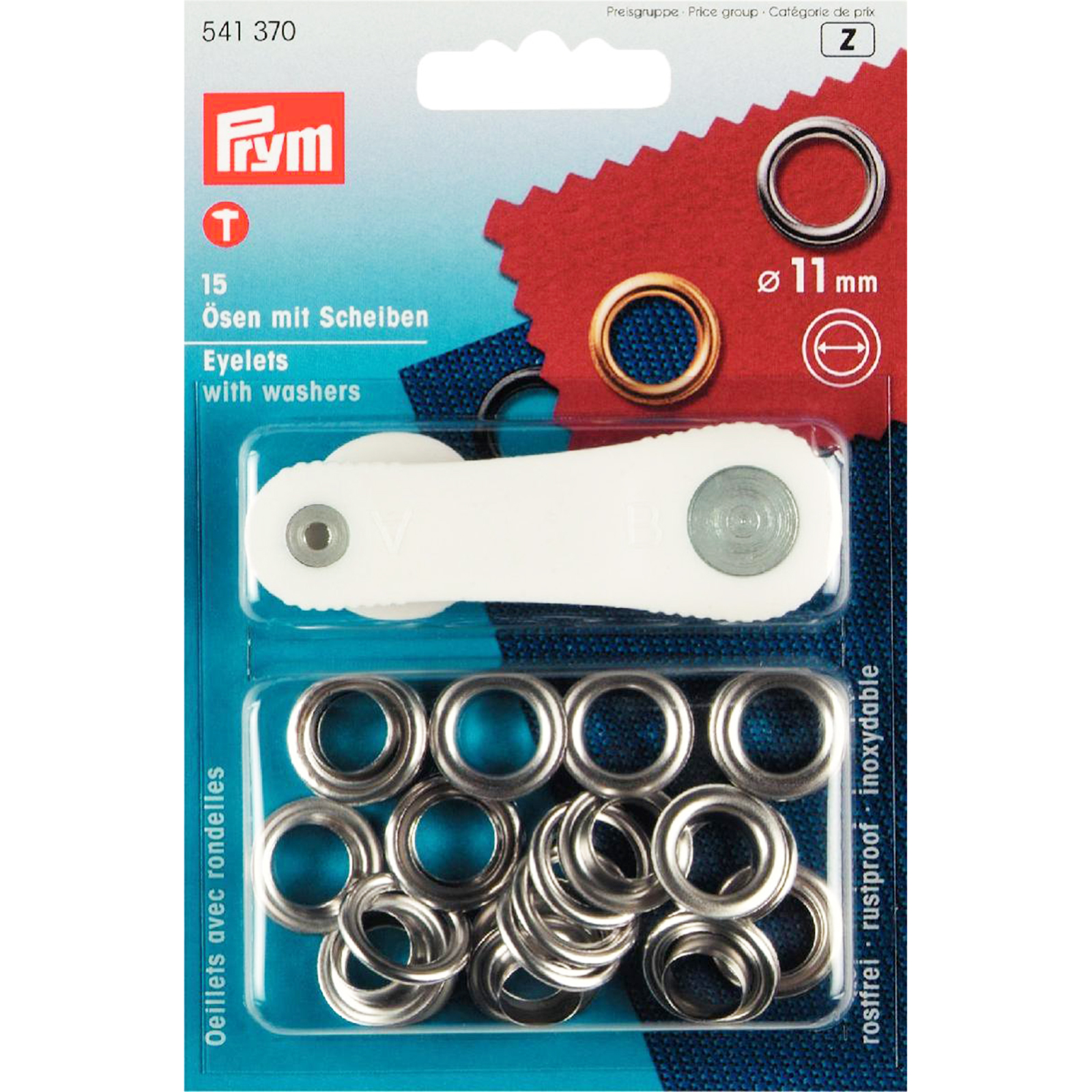 Prym 541370 Ringen met schijven MS 11,0 mm zilverkleurig - Kaart