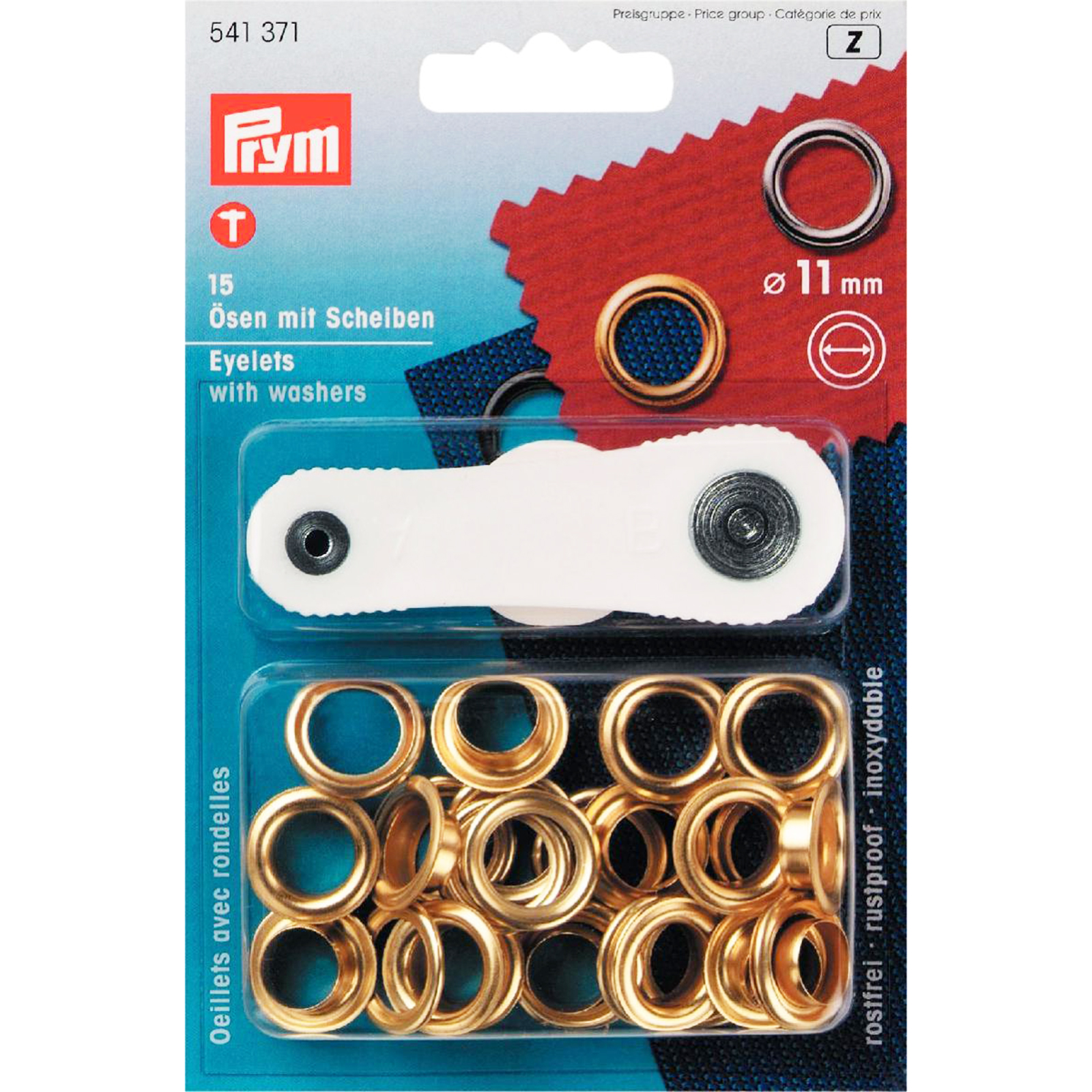 Prym 541371 Ringen met schijven MS 11,0 mm goudkleurig - Kaart