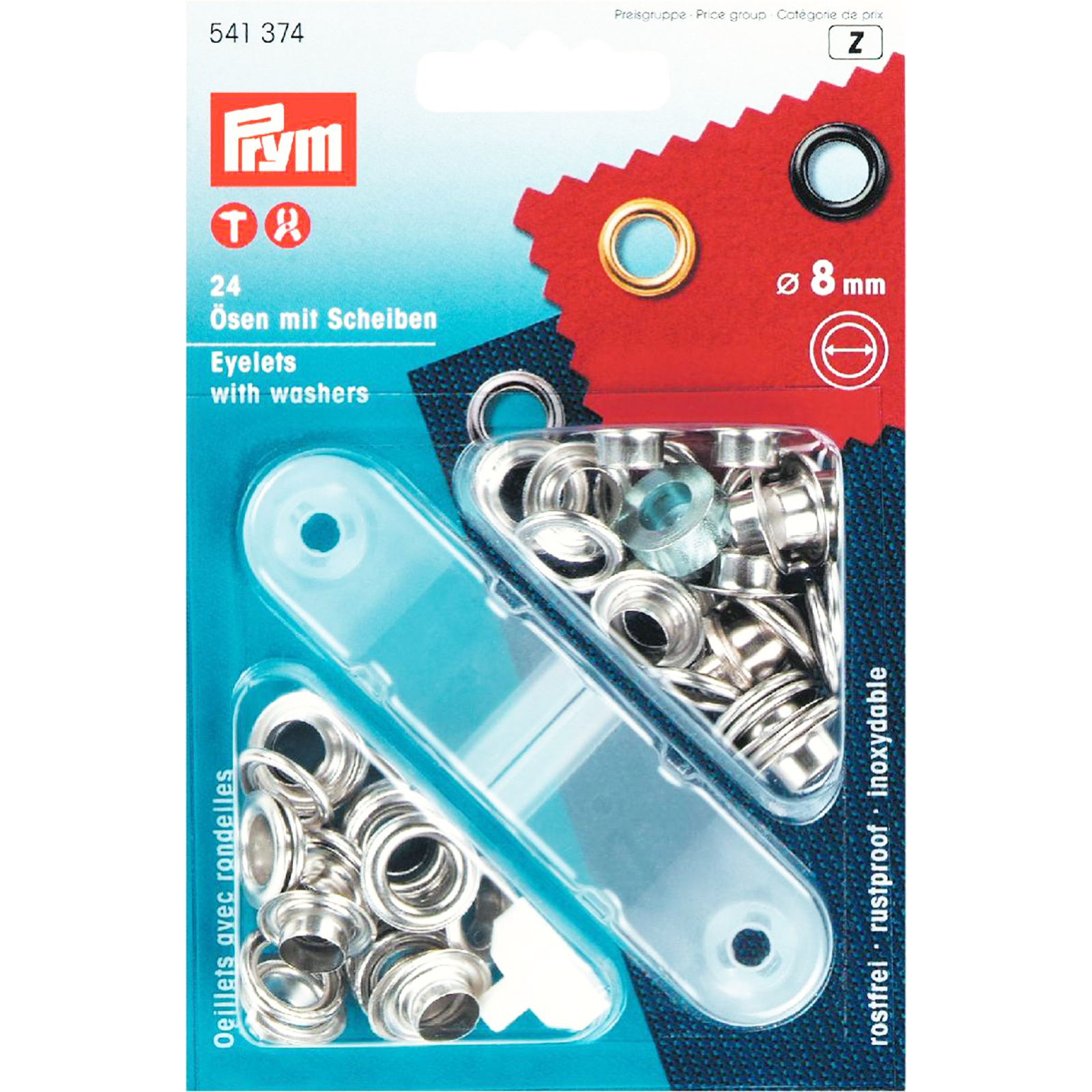 Prym 541374 Ringen met schijven MS 8,0 mm zilverkleurig - Kaart