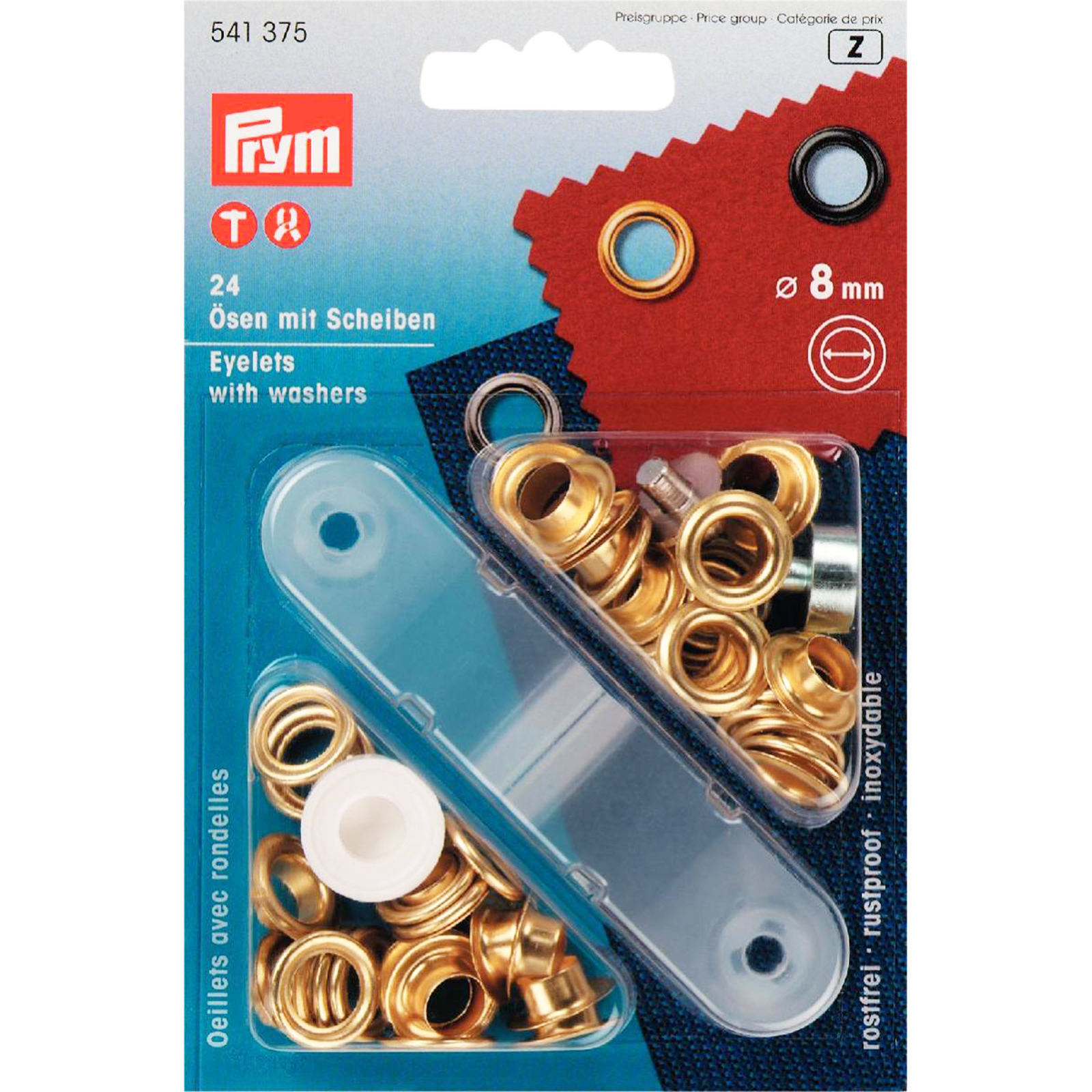 Prym 541375 Ringen met schijven MS 8,0 mm goudkleurig - Kaart