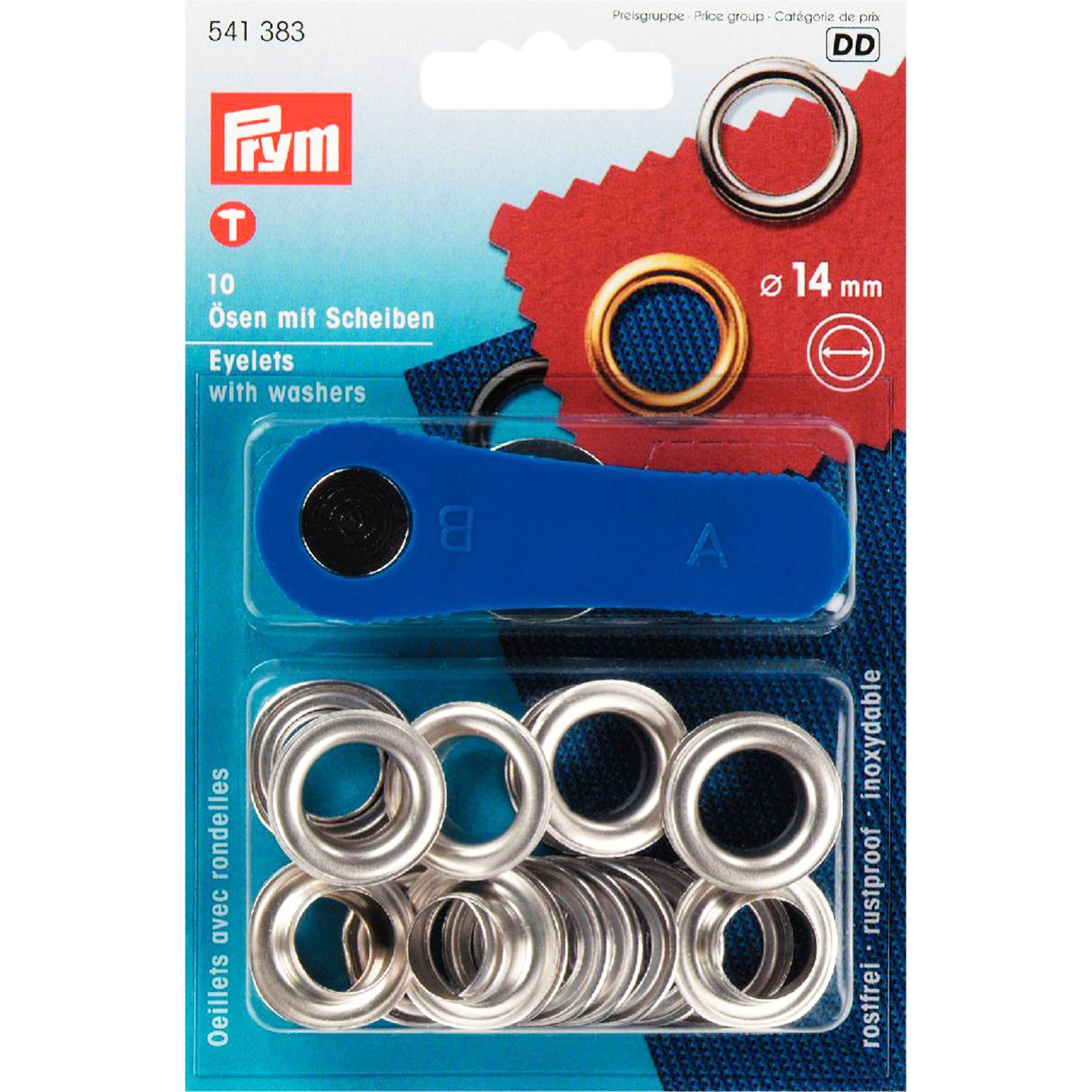 Prym 541383 Ringen met schijven MS 14,0 mm zilverkleurig - Kaart