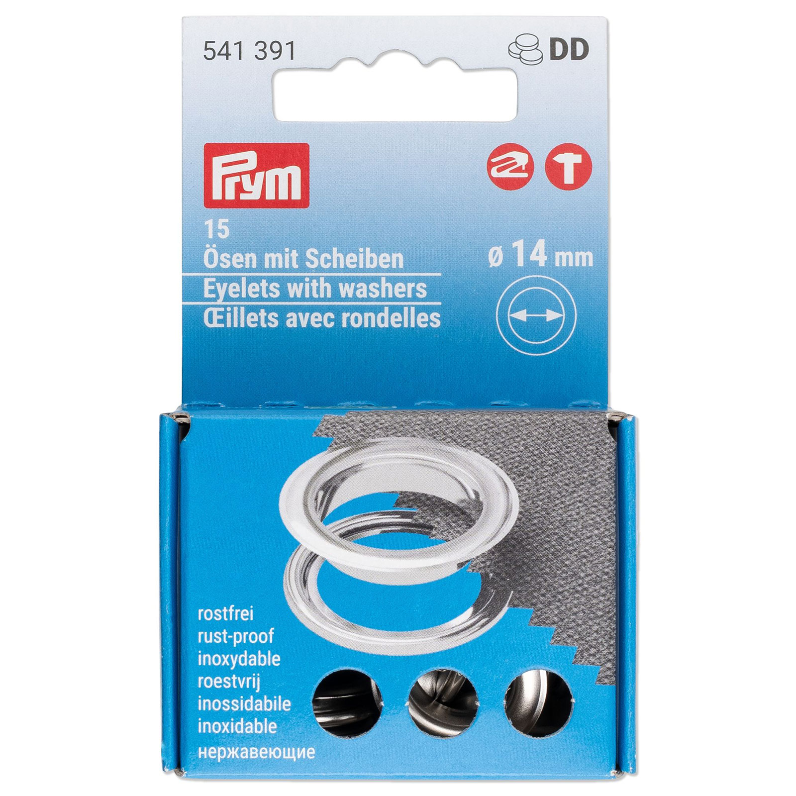 Prym 541391 Ringen met schijven 14mm zilverkleurig - Kaart
