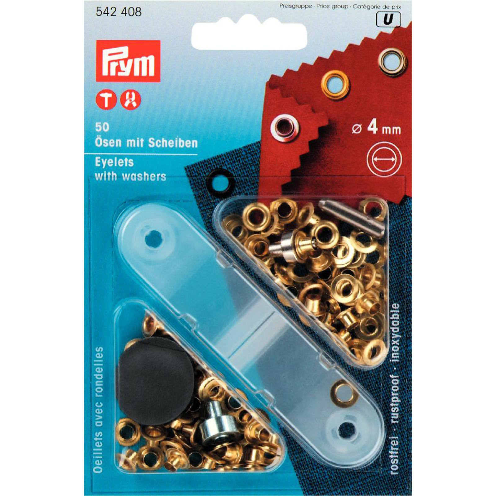 Prym 542408 Ringen met schijven MS 4,0 mm goudkleurig - Kaart