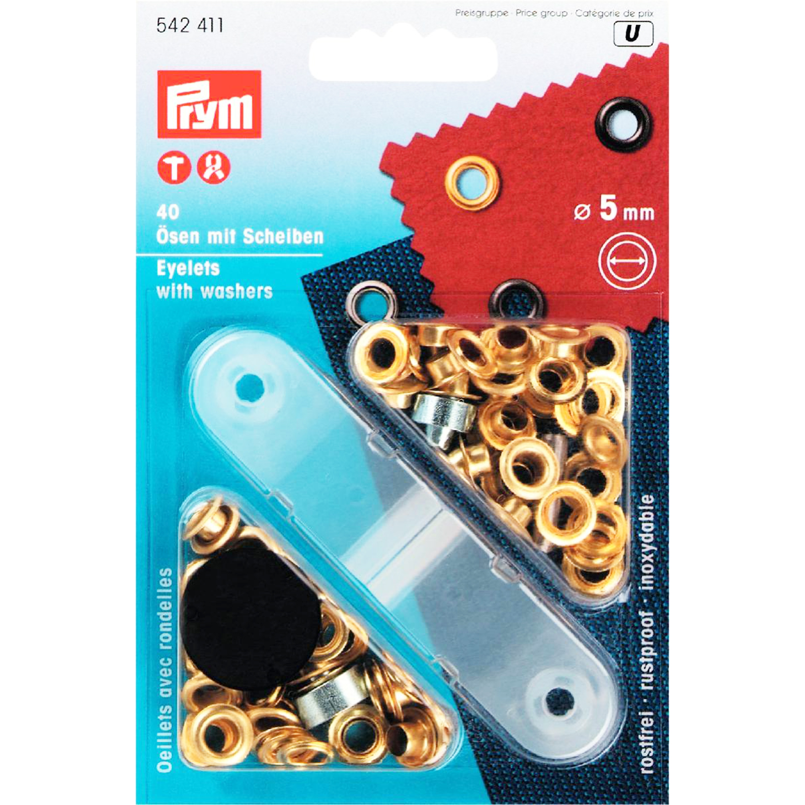 Prym 542411 Ringen met schijven MS 5,0 mm goudkleurig - Kaart