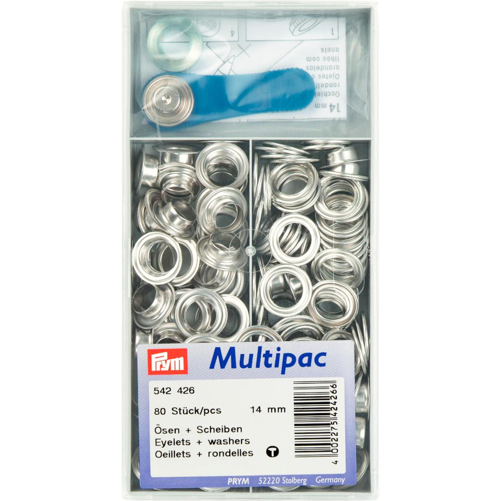 Prym 542426 Ringen met schijven MS 14,0 mm zilverkleurig - Doos