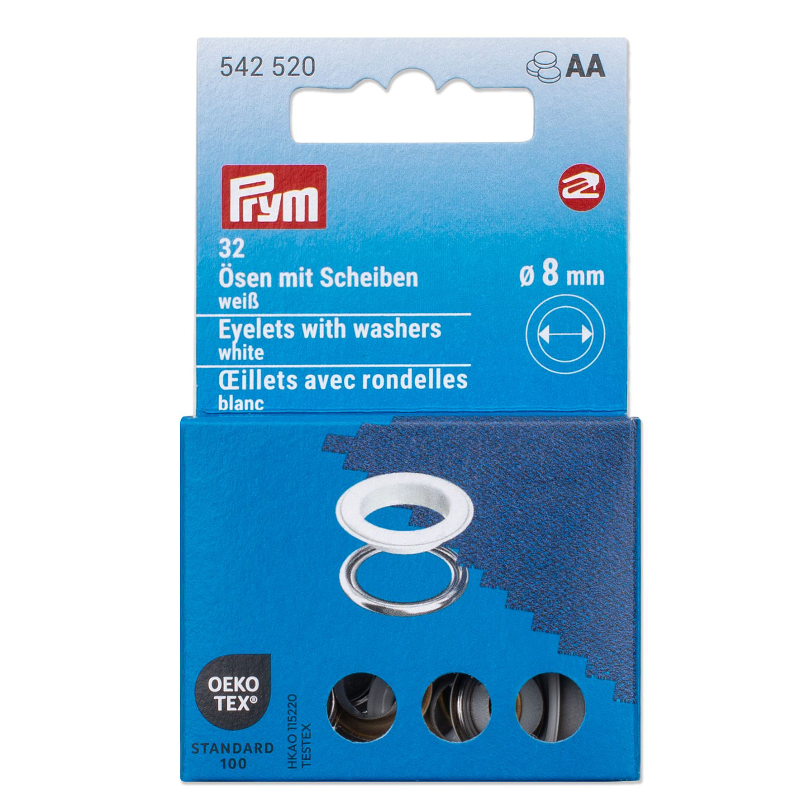 Prym 542520 Ringen met schijven 8 mm wit - Kaart