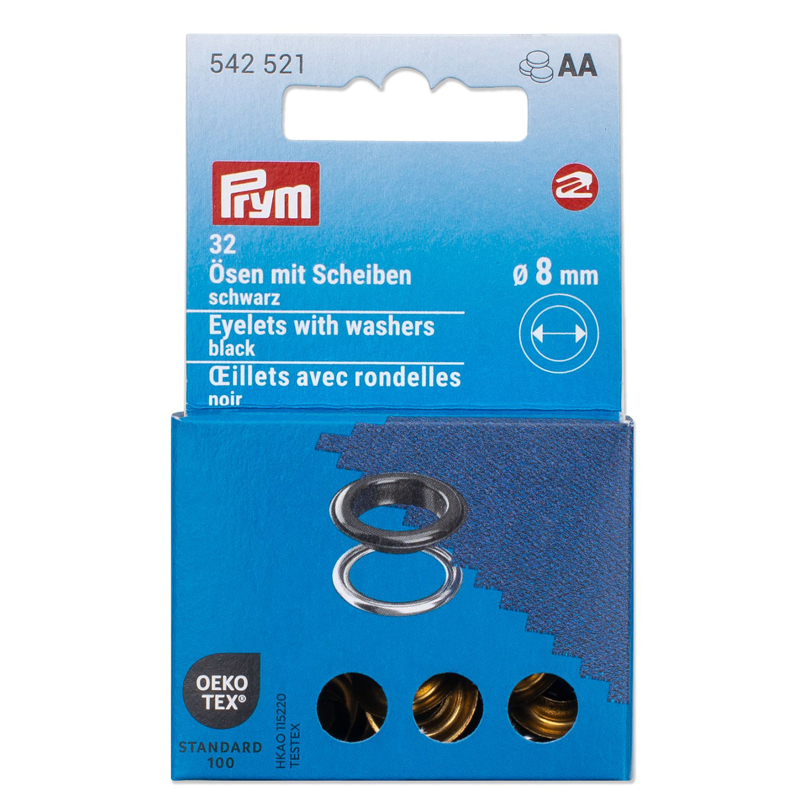 Prym 542521 Ringen met schijven 8 mm zwart - Kaart