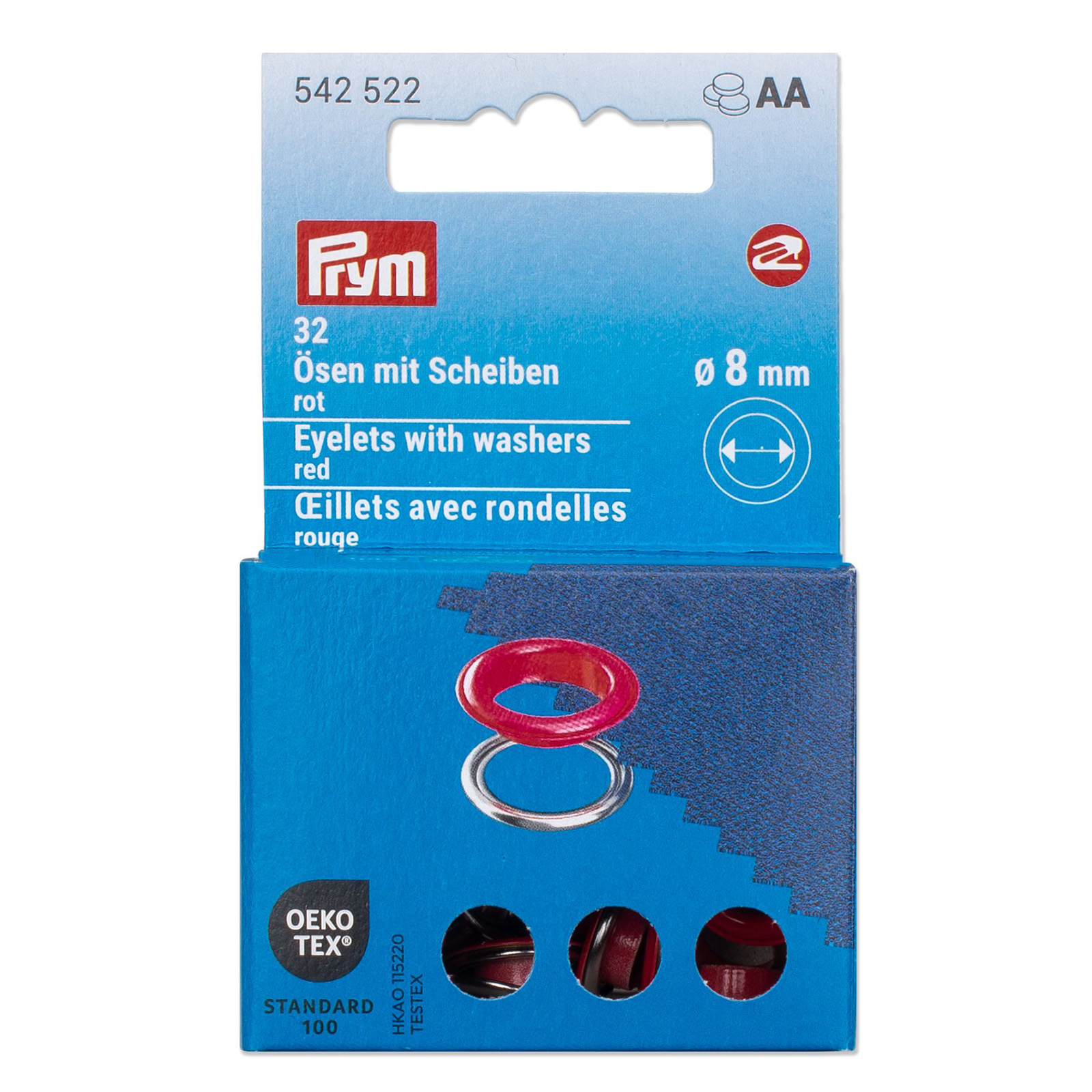 Prym 542522 Ringen met schijven 8 mm rood - Kaart