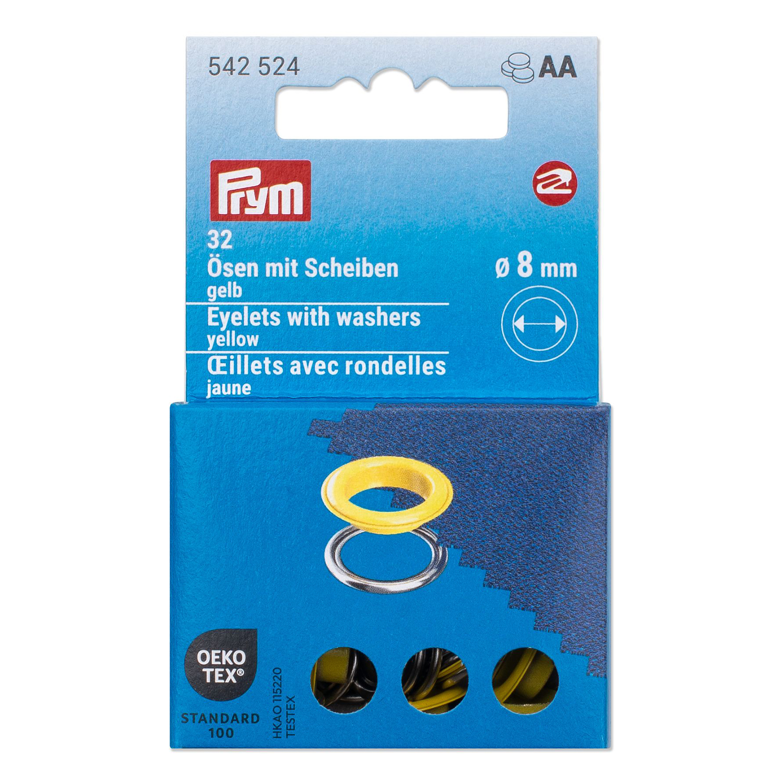 Prym 542524 Ringen met schijven 8 mm geel - Kaart