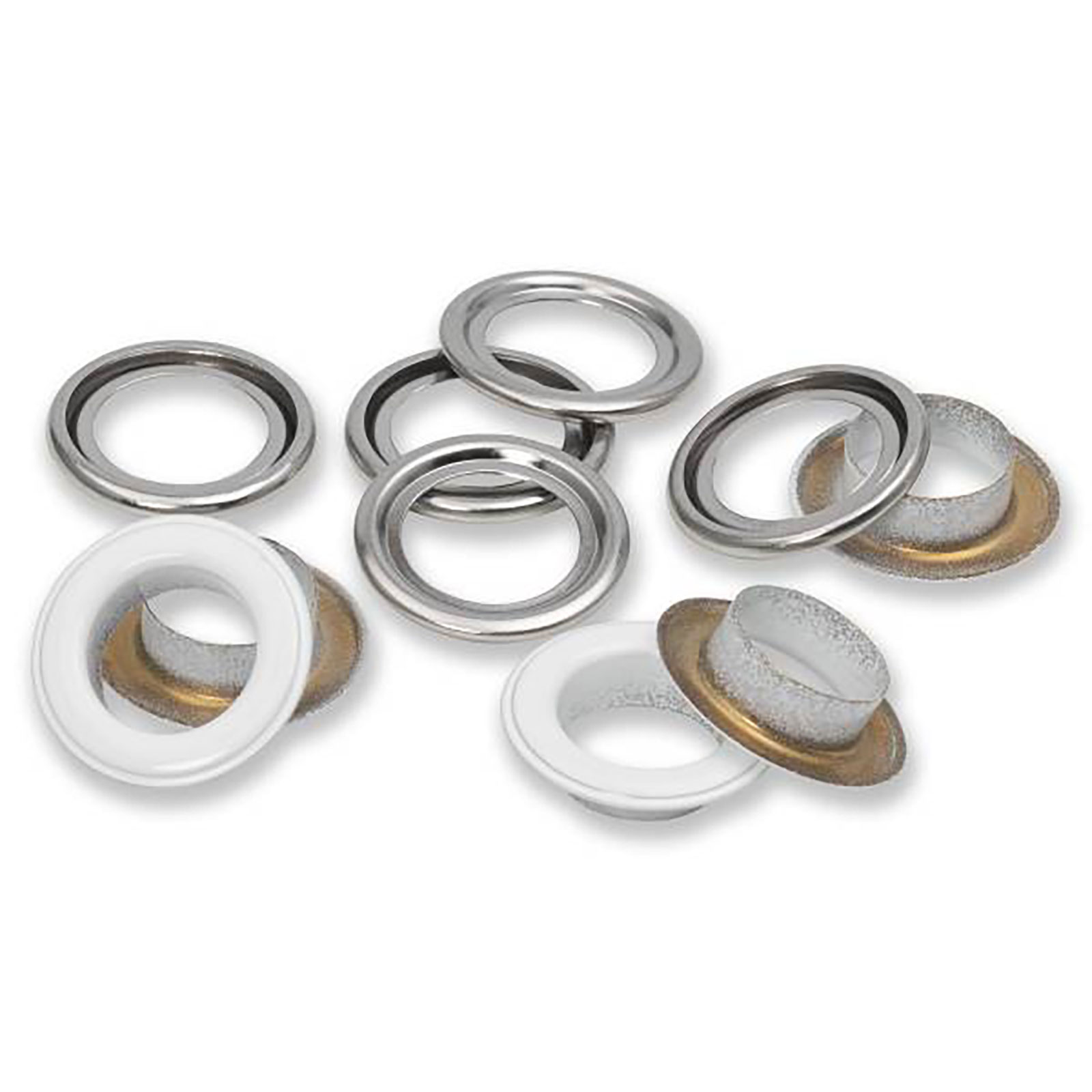 Prym 542560 Ringen met schijven 14mm wit 15st - Kaart