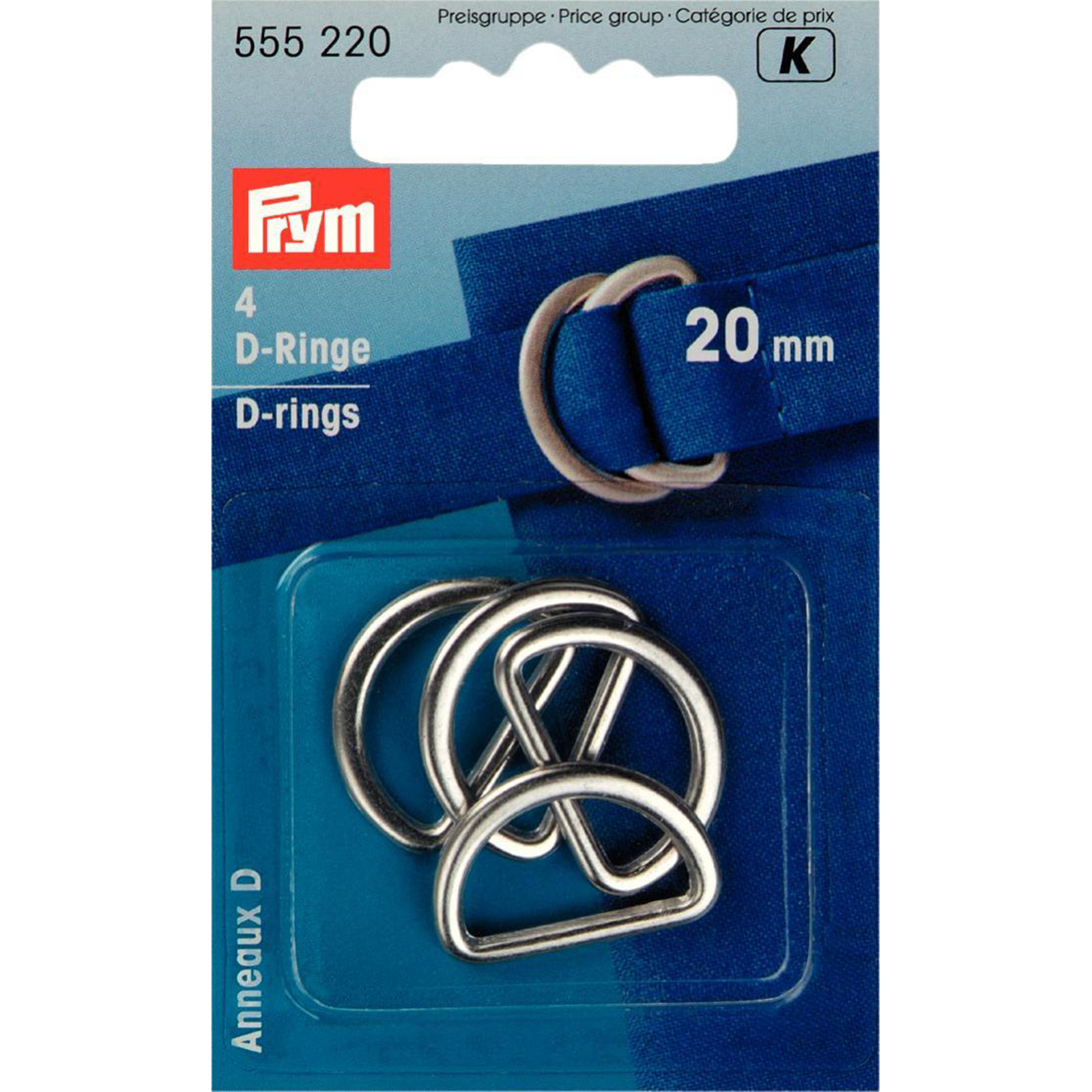 Prym 555220 D-Ringen 20 mm zilverkleurig mat - Kaart