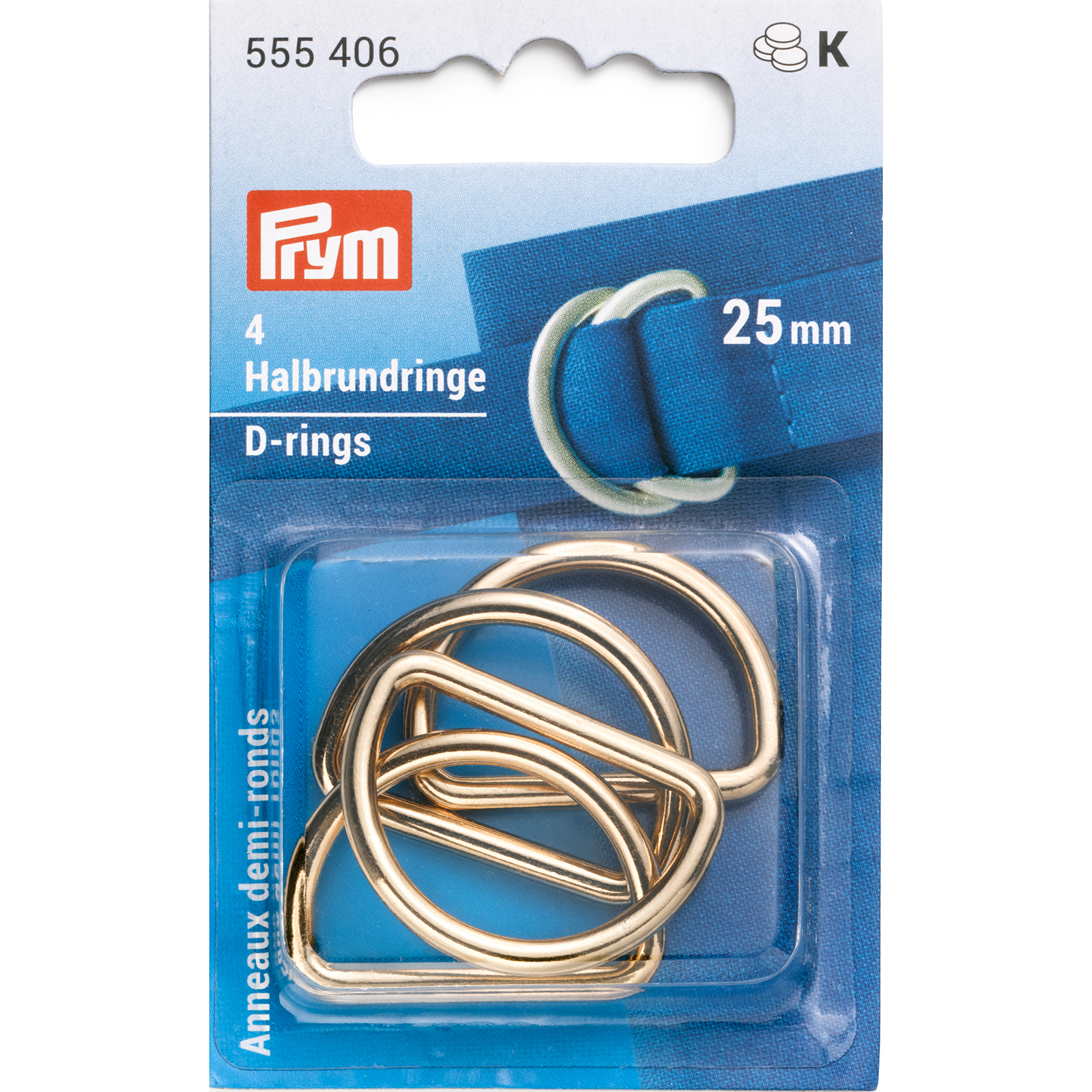 Prym 555406 Halfronde (D-)ringen 25mm new gold 4st - Kaart