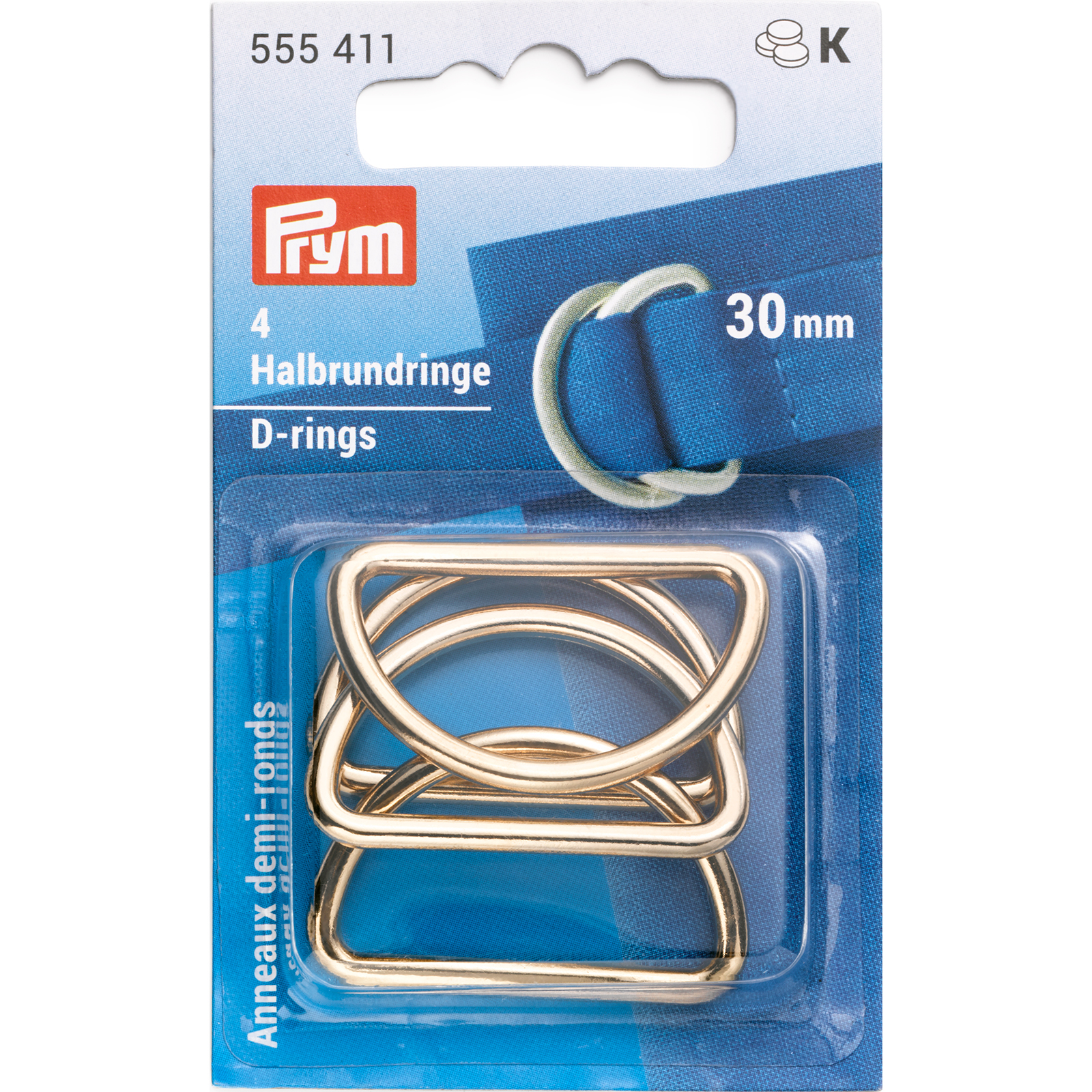 Prym 555411 Halfronde (D-)ringen 30mm new gold 4st - Kaart