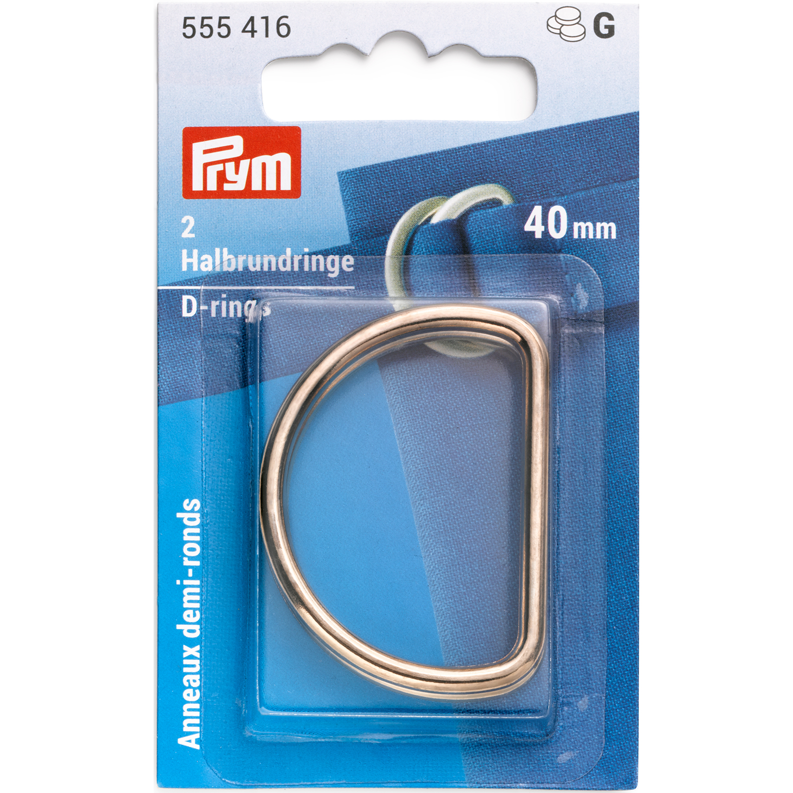 Prym 555416 Halfronde (D-)ringen 40mm new gold 2st - Kaart