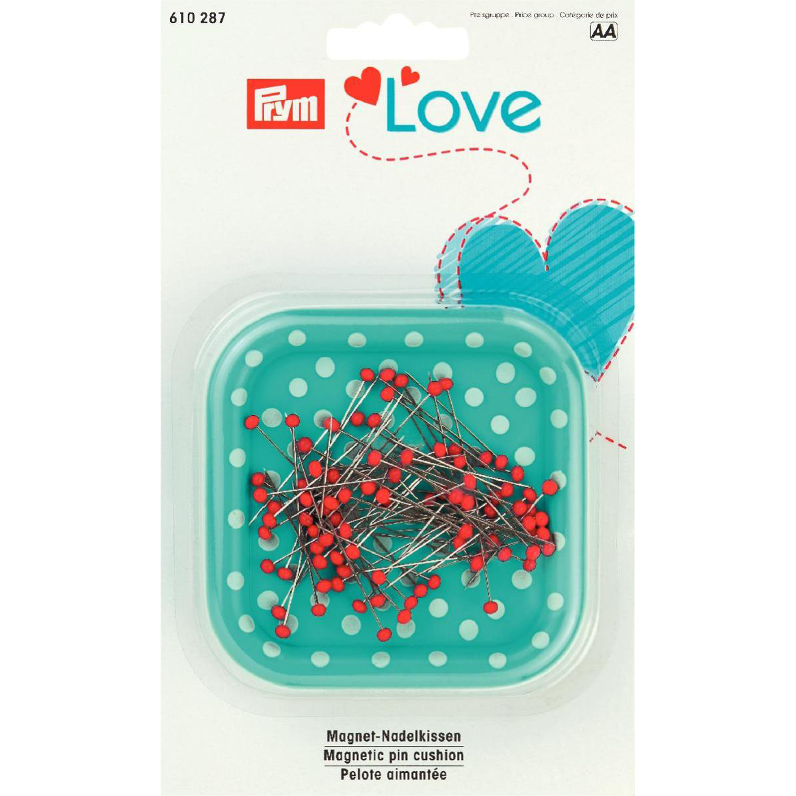 Prym 610287 Prym Love Magnetisch speldenkuss. + 9g glaskopsp. Mint - Kaart