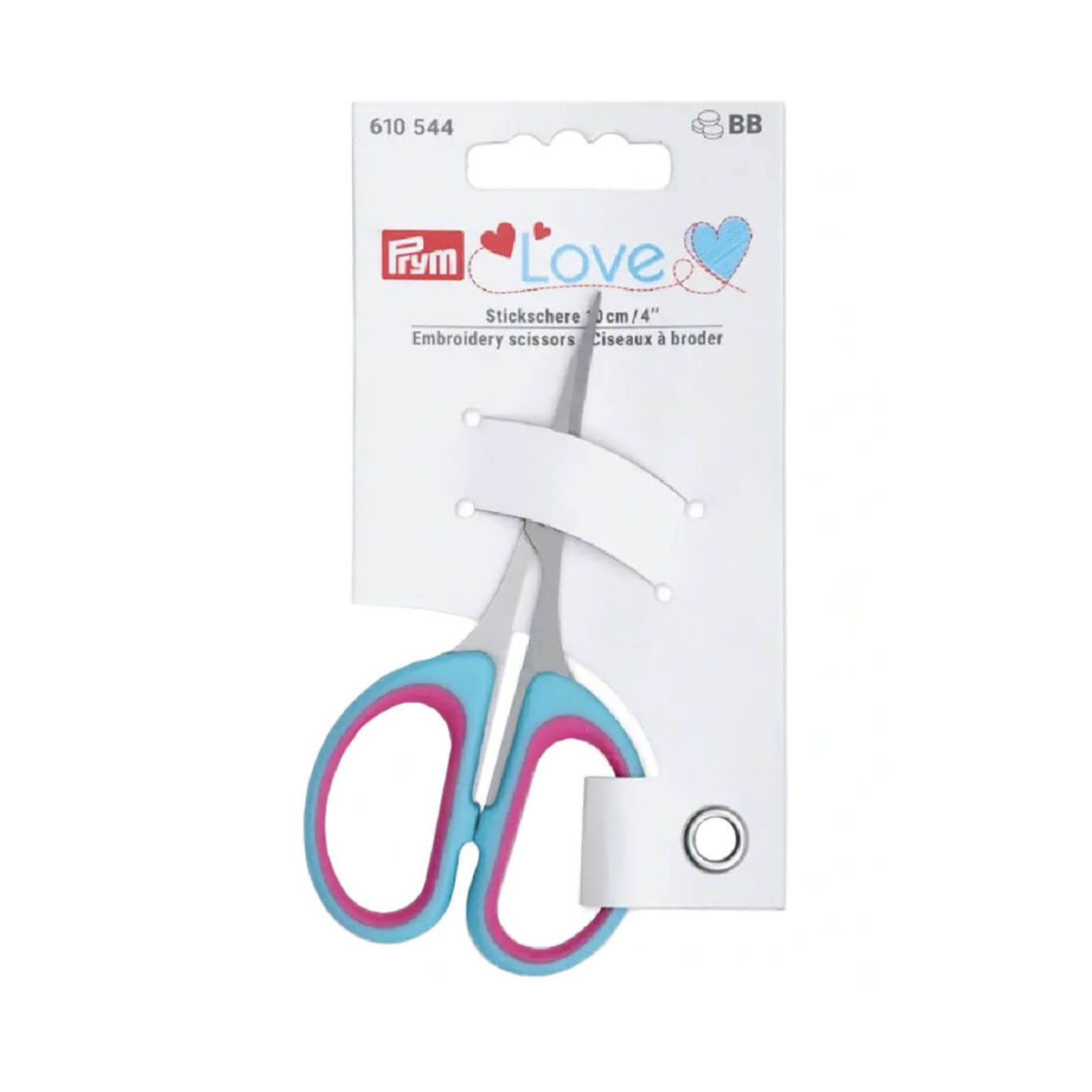 Prym 610544 Prym Love Borduurschaar 10cm mint/fuchsia - Kaart