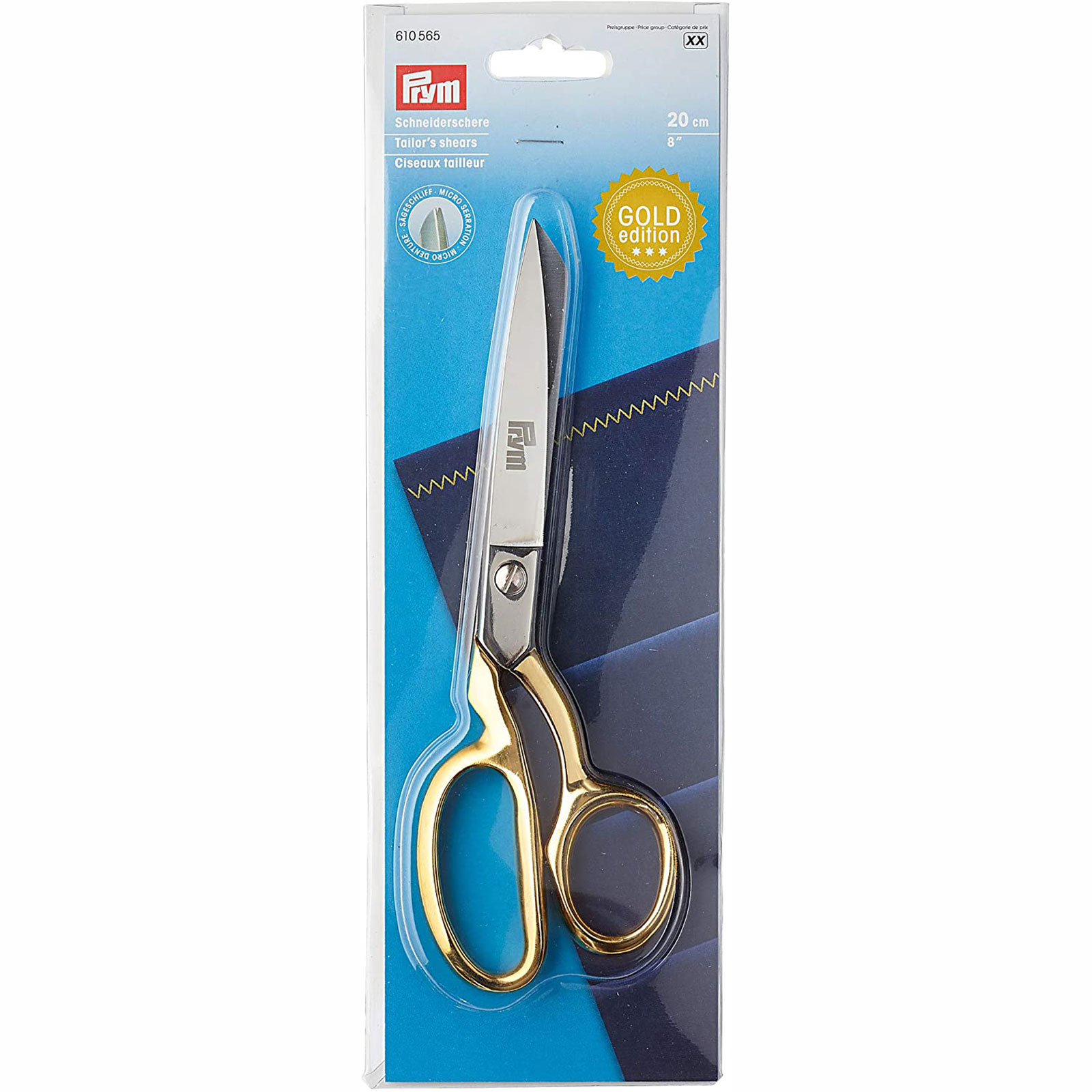Prym 610565 Naaisterschaar Gold Edit. Micro Serration 8'' 20 cm - Kaart