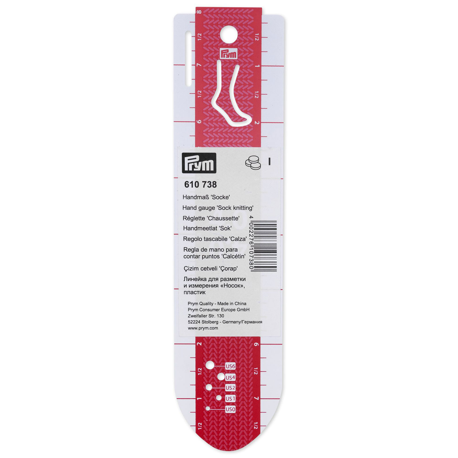 Prym 610738 Handmeetlat 'Sok' 20 cm - STUK