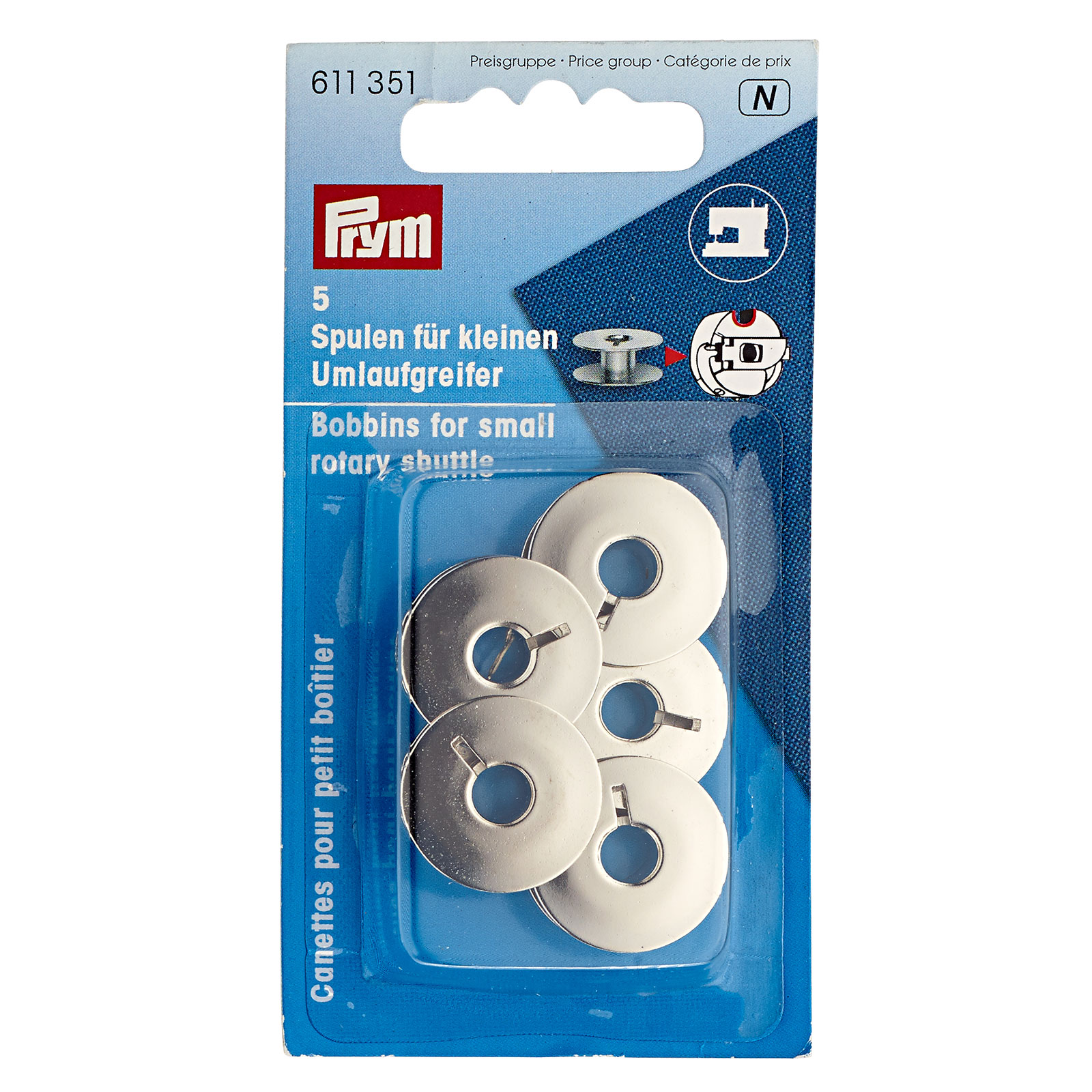 Prym 611351 Spoelen voor kleine omloopgrijper Ø 21,2 mm metaal - Kaart