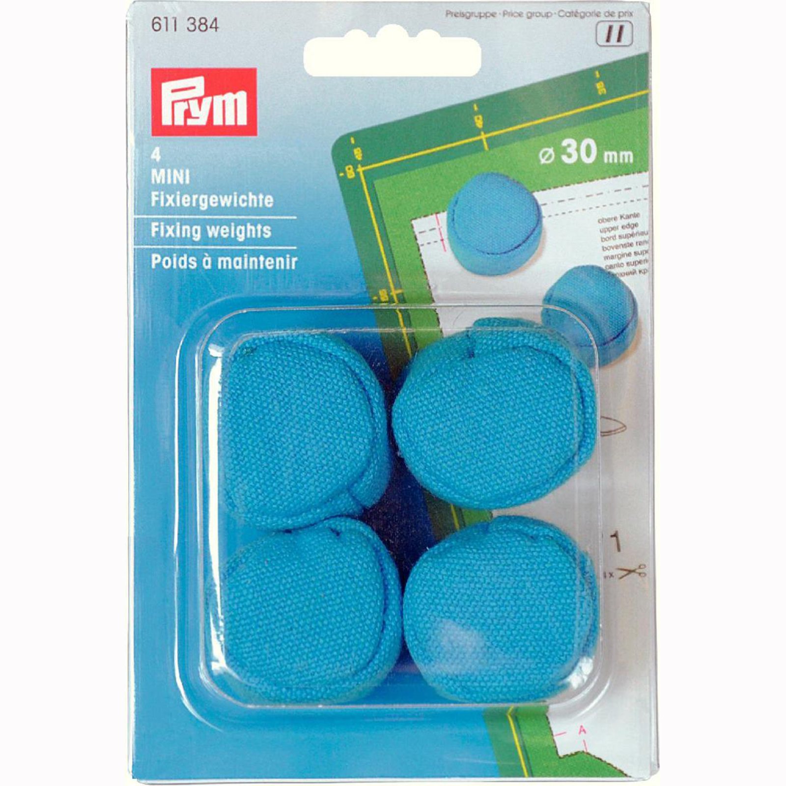 Prym 611384 Fixeergewichten MINI 30 mm blauw - Kaart