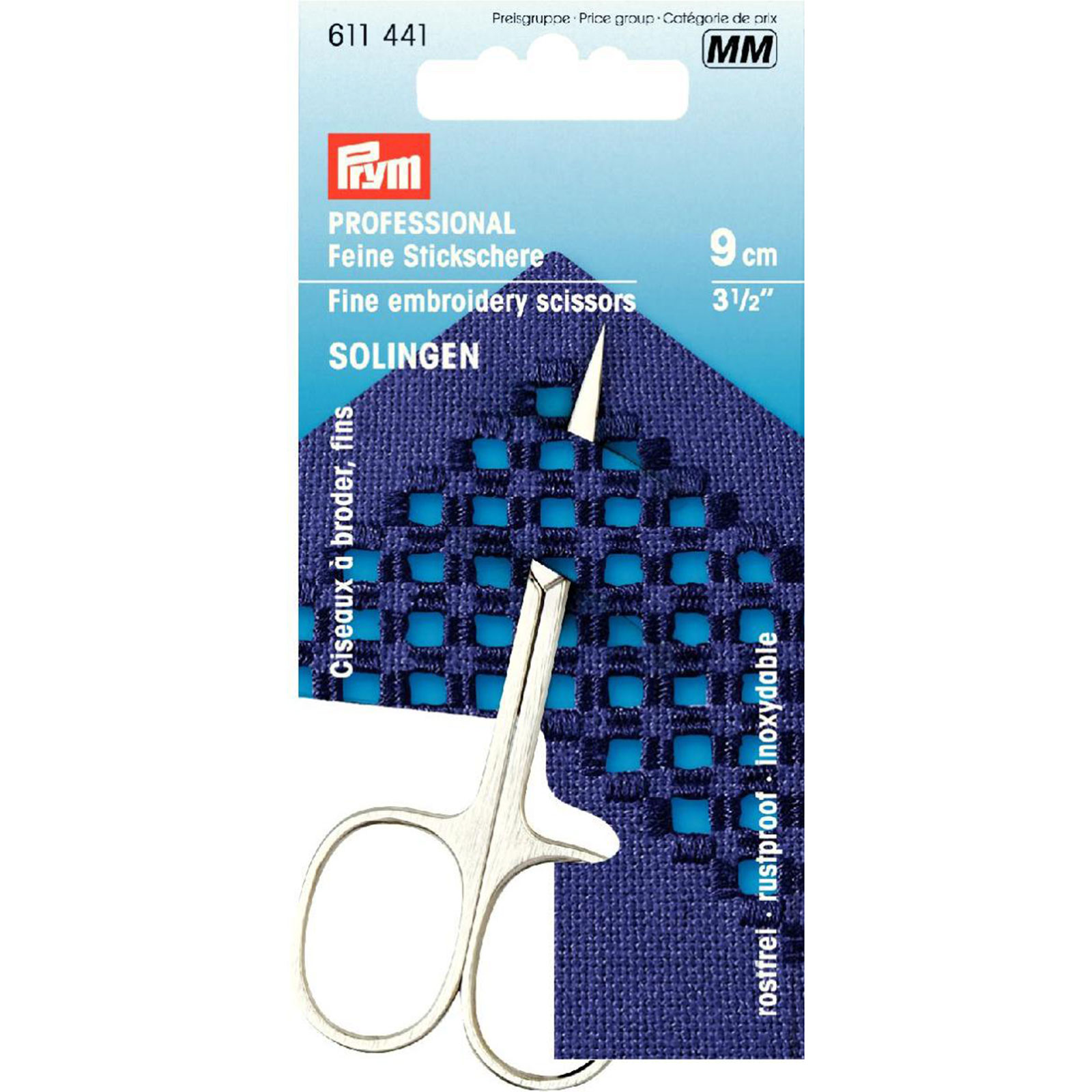 Prym 611441 Borduurschaar fijn PROFESSIONAL 3 1/2'' 9 cm - Kaart