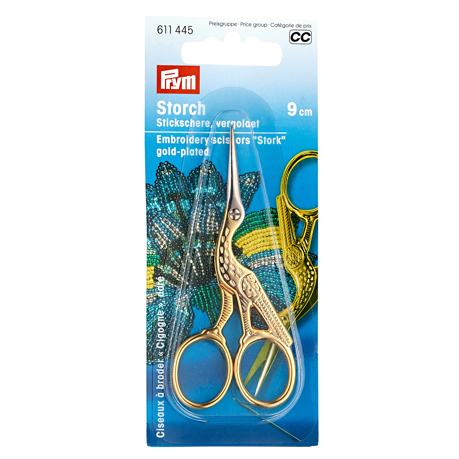 Prym 611445 Professional Borduurschaar Ooievaar 3 1/2'' 9 cm goudkleurig - Kaart