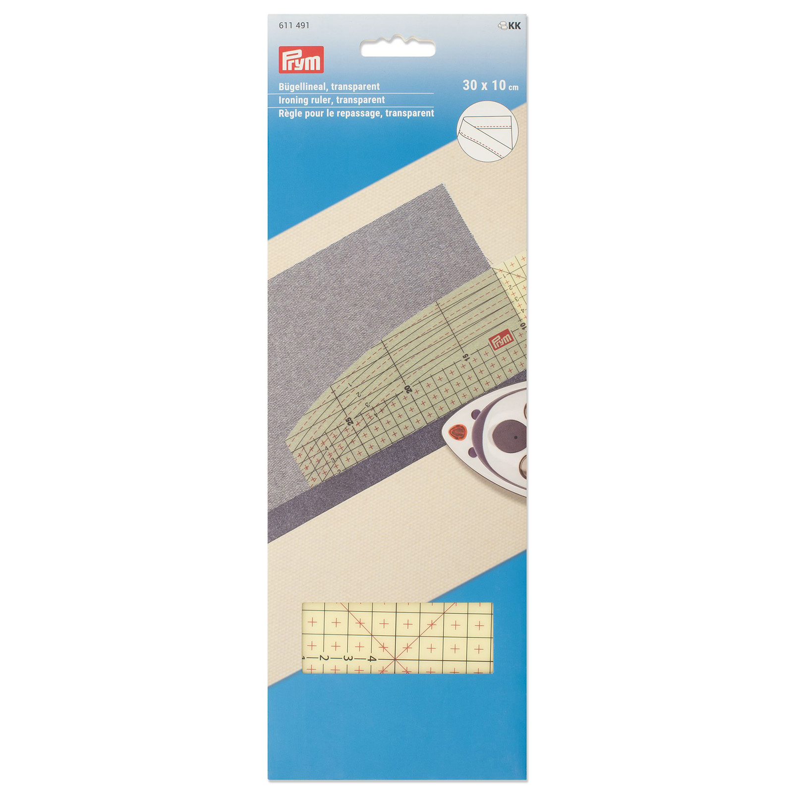 Prym 611491 Strijkliniaal transparant 10 x 30 cm - Kaart