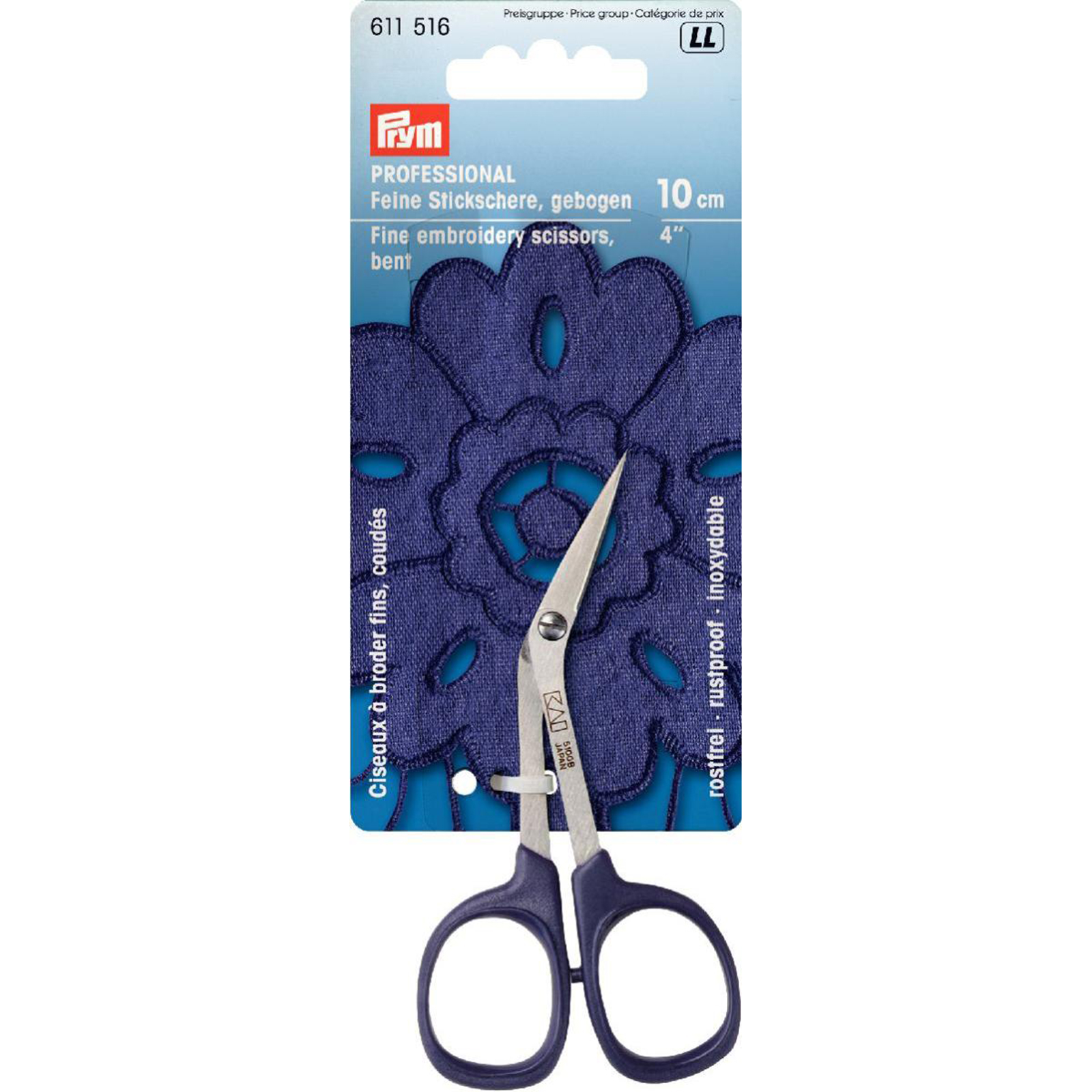 Prym 611516 Professional Borduurschaar ST fijn gebogen 4'' 10 cm - Kaart