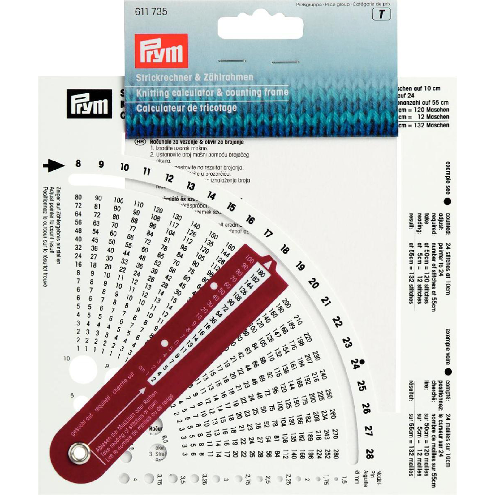 Prym 611735 Breicalculator met telraam - Kaart