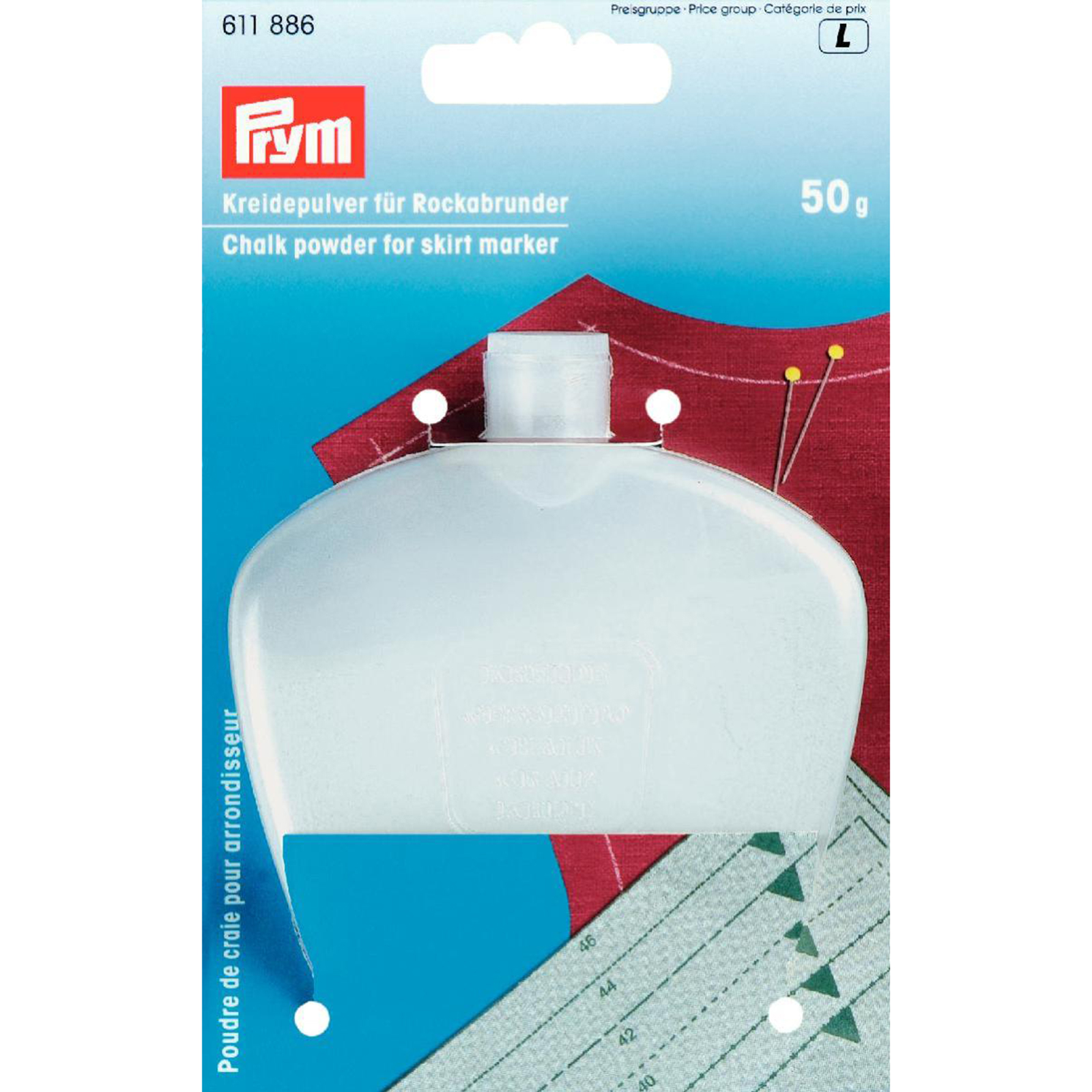 Prym 611886 Krijtpoeder wit voor rokzoommeter - Kaart