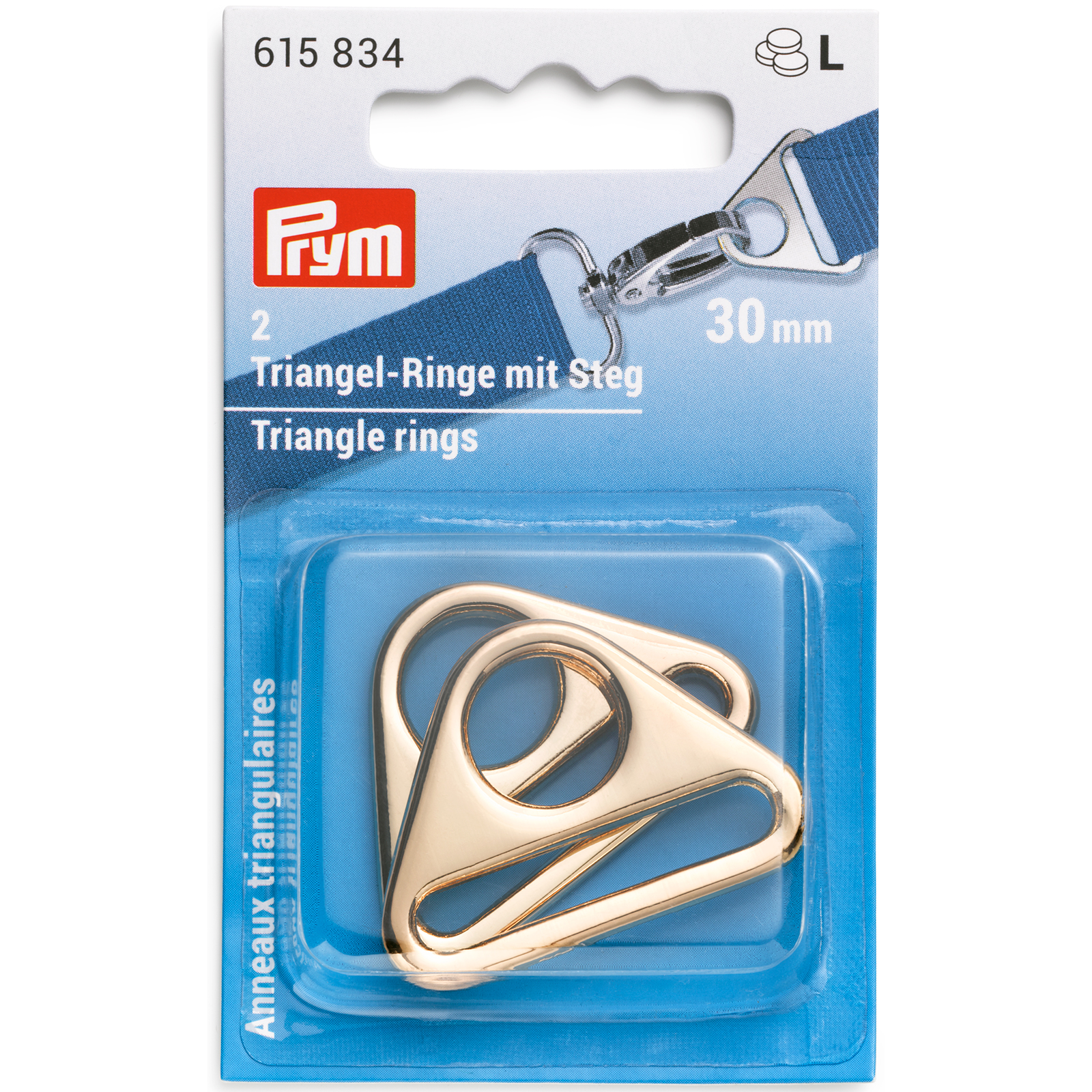 Prym 615834 Driehoekringen met gleuf 30mm new gold2st - Kaart