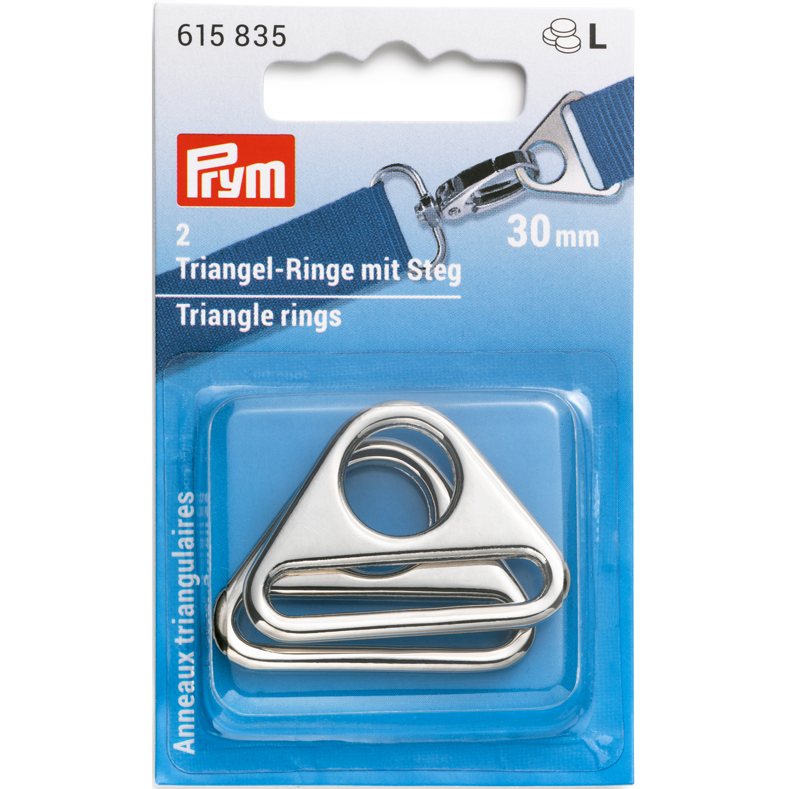 Prym 615835 Driehoekringen met gleuf 30mm zilverkleurig2st - Kaart