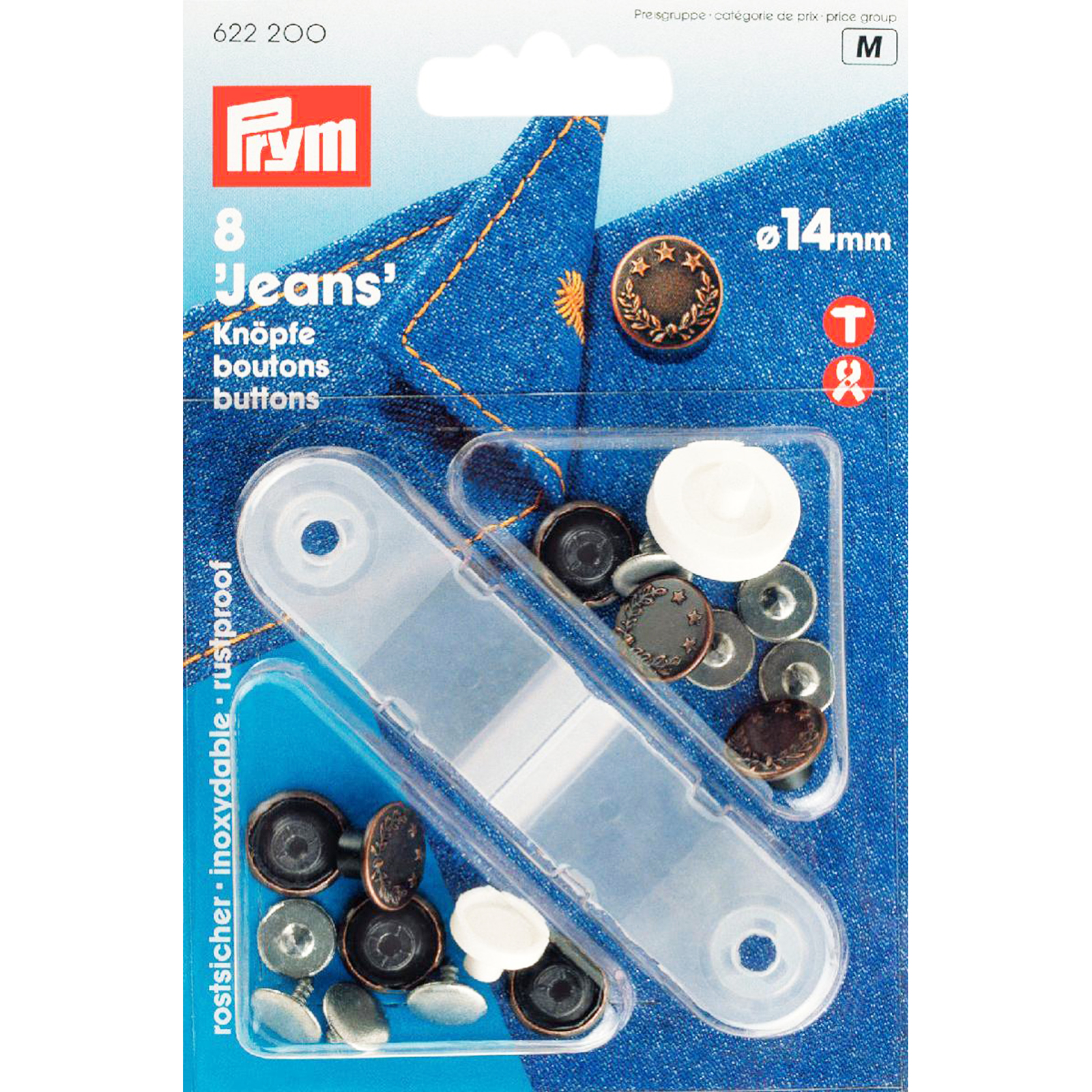 Prym 622200 Jeansknopen MS lauwerkrans 14 mm oudkoper - Kaart