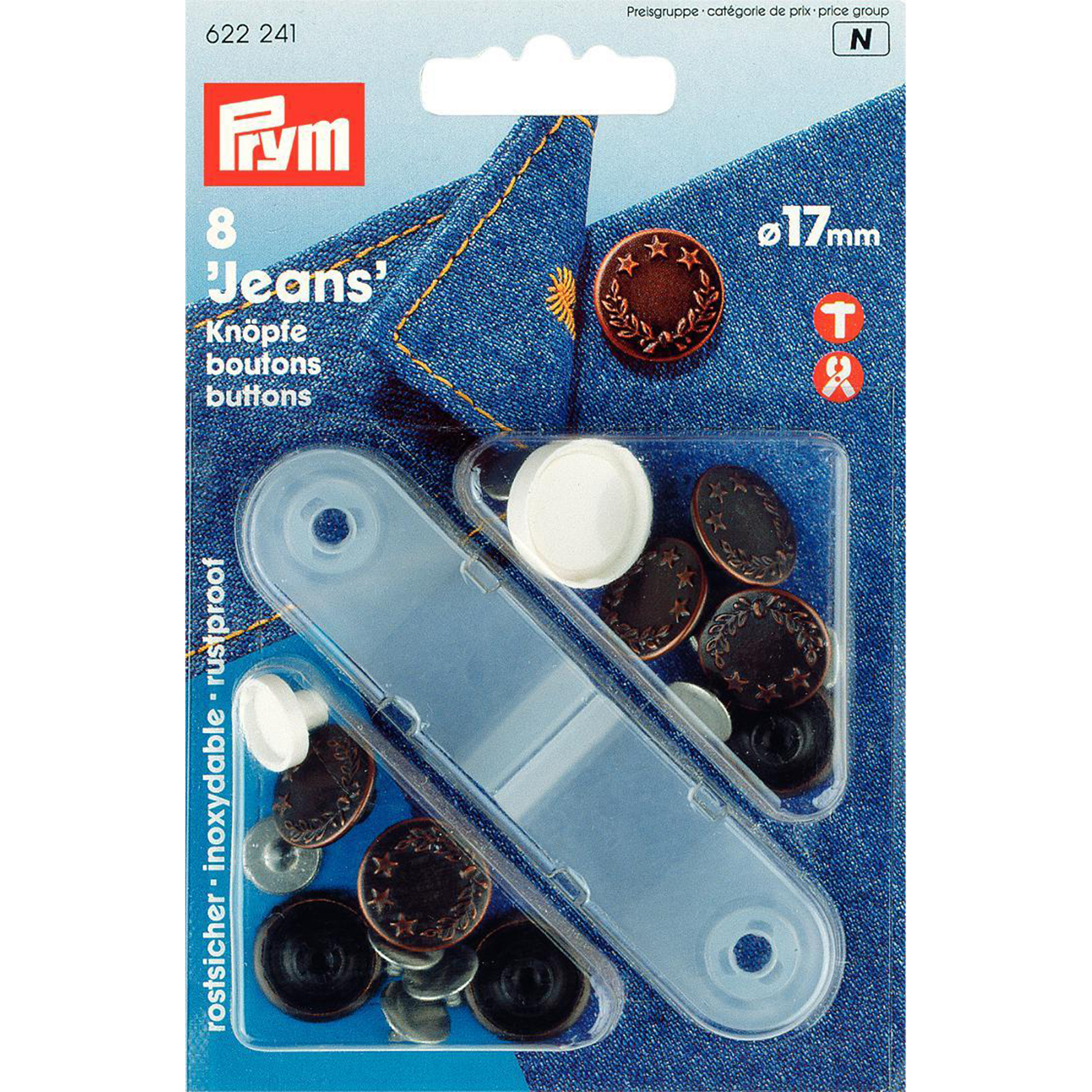 Prym 622241 Jeansknopen MS lauwerkrans 17 mm oudkoper - Kaart