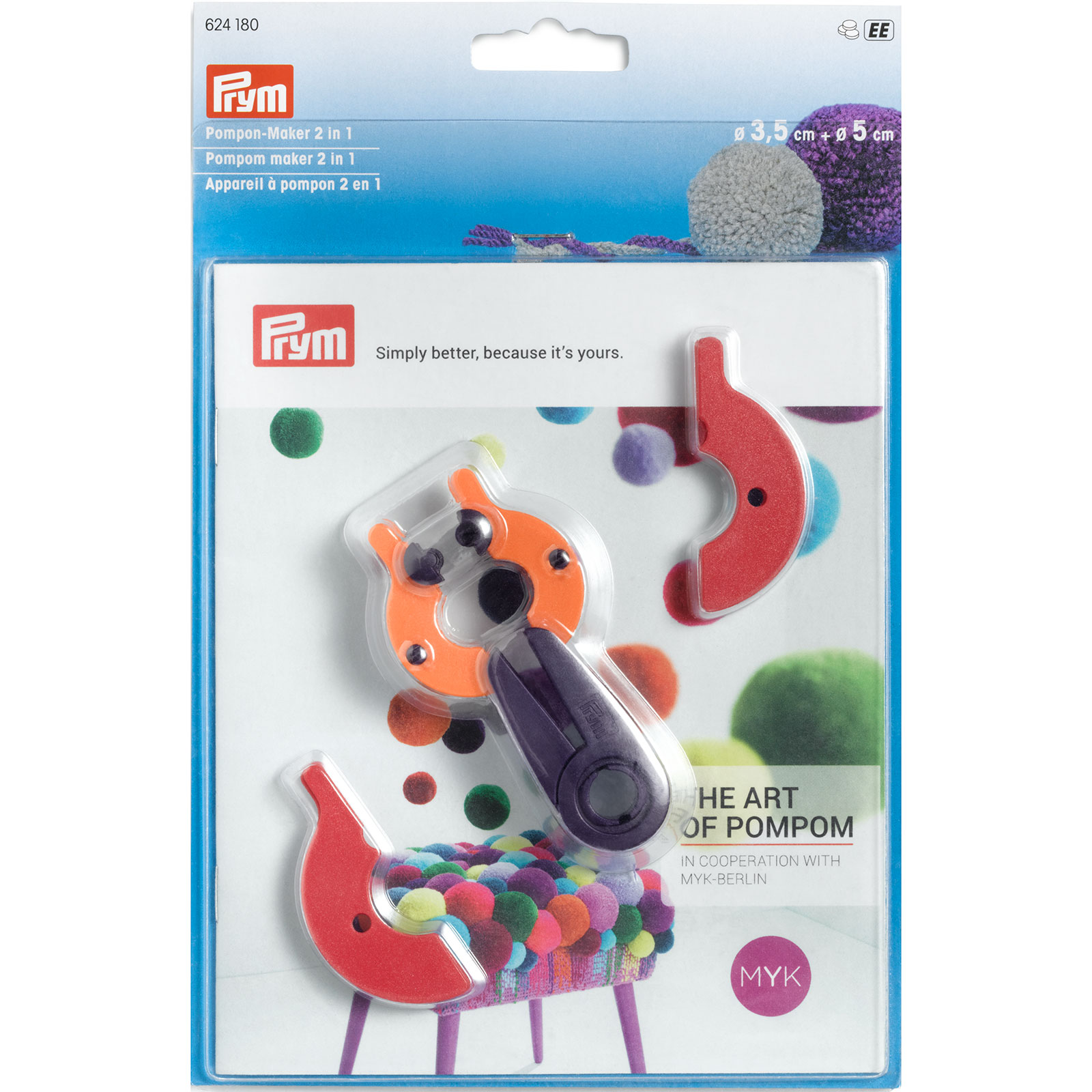 Prym 624180 Pompon-maker 2 in 1 S - Kaart