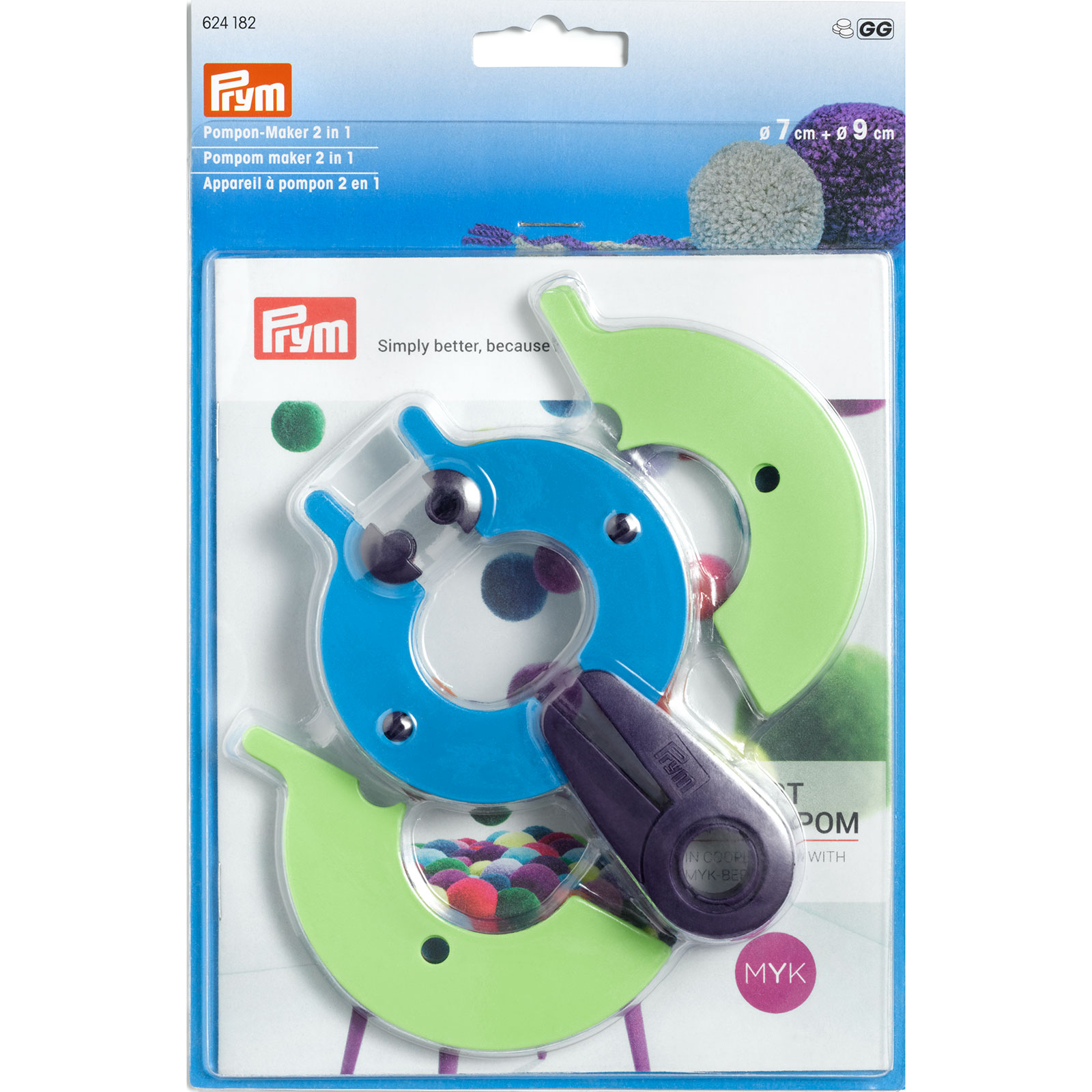 Prym 624182 Pompon-maker 2 in 1 L - Kaart