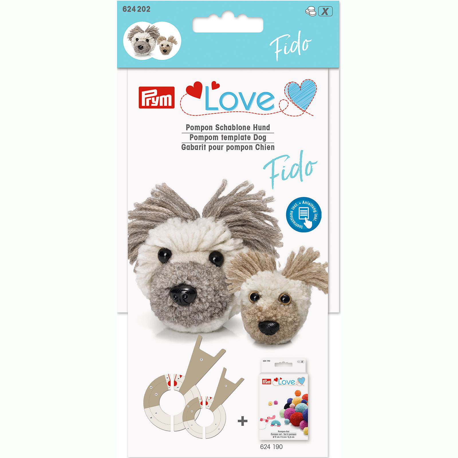 Prym 624202 Prym Love Pomponsjabloon Hond Fido - Kaart