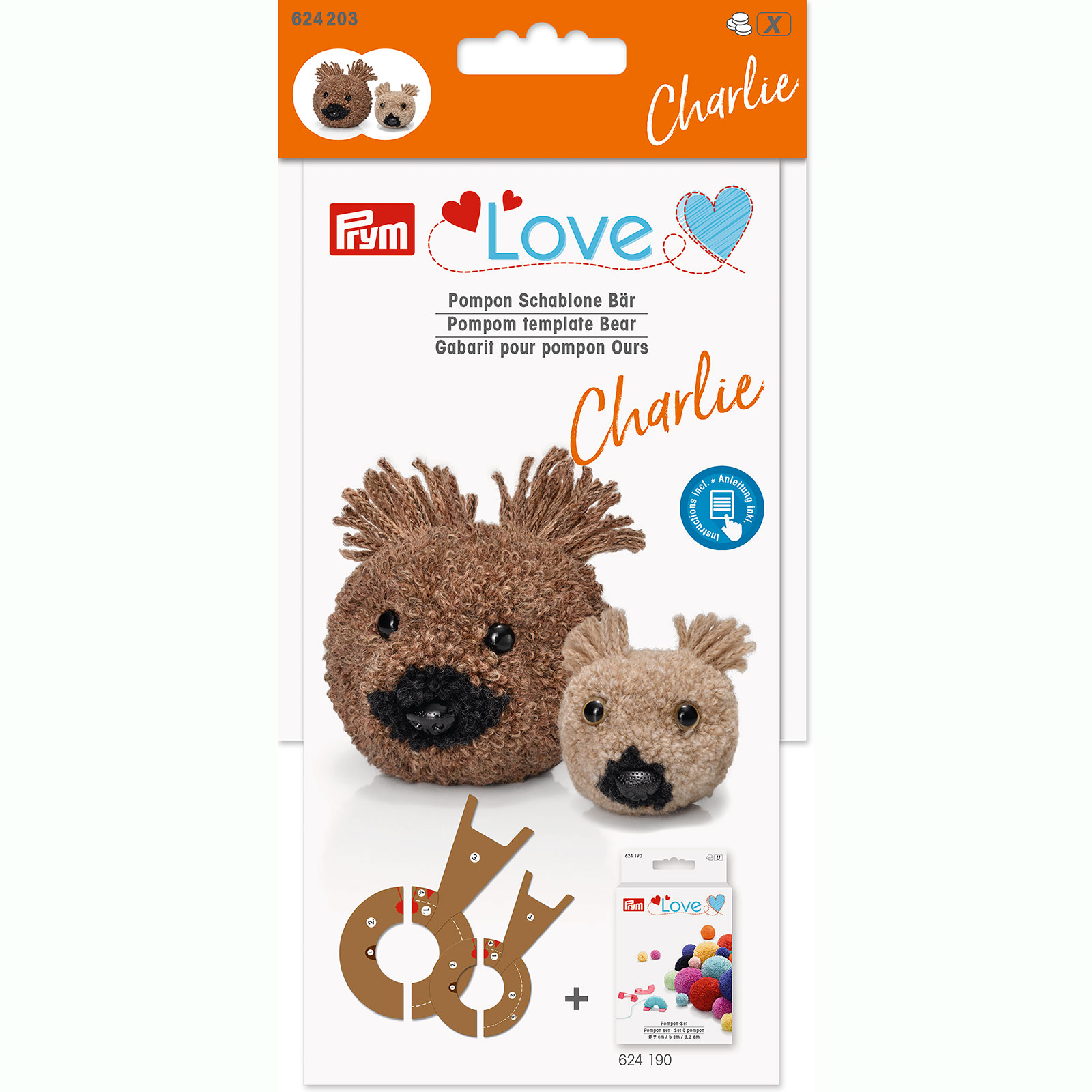 Prym 624203 Prym Love Pomponsjabloon Beer Charlie - Kaart