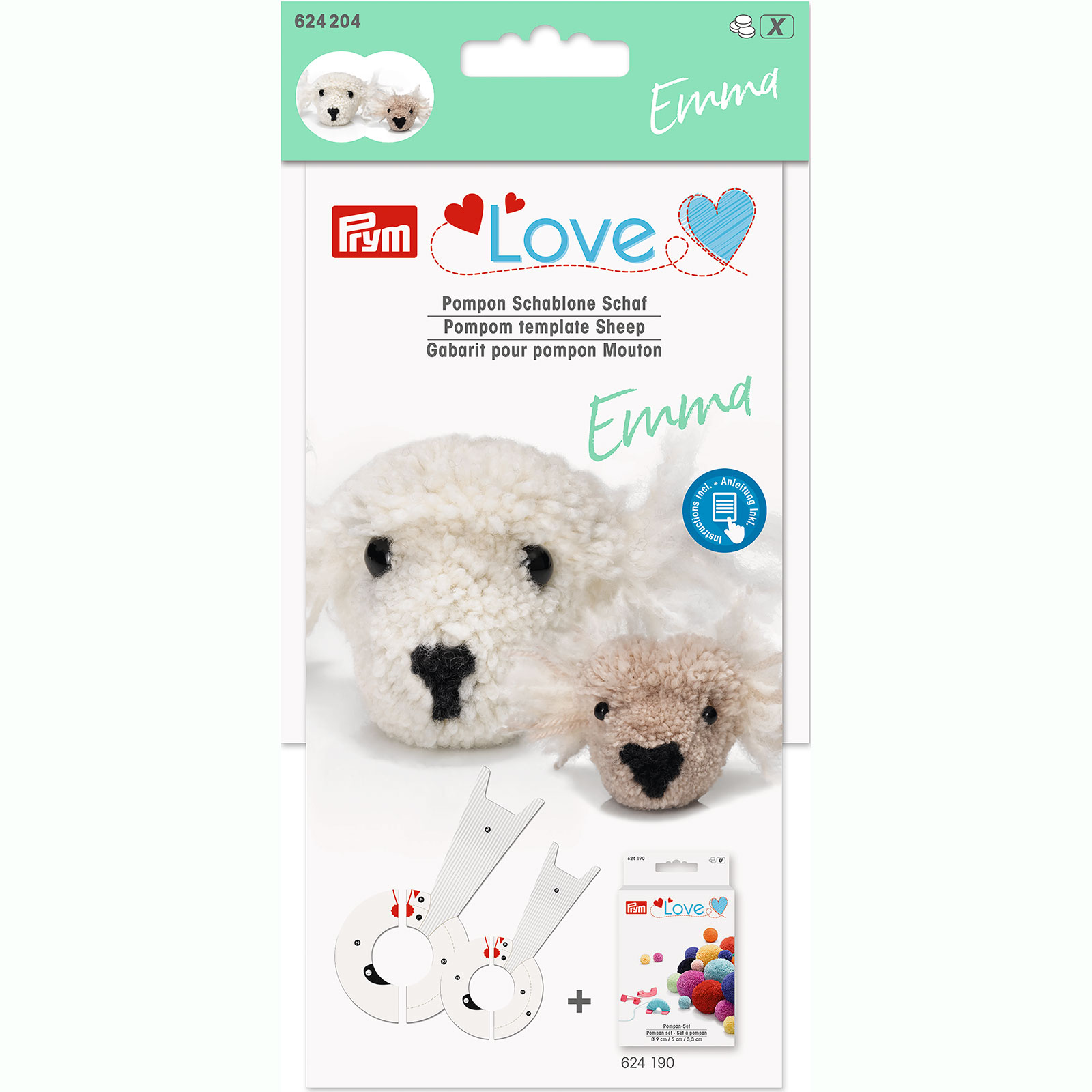 Prym 624204 Prym Love Pomponsjabloon Schaap Emma - Kaart