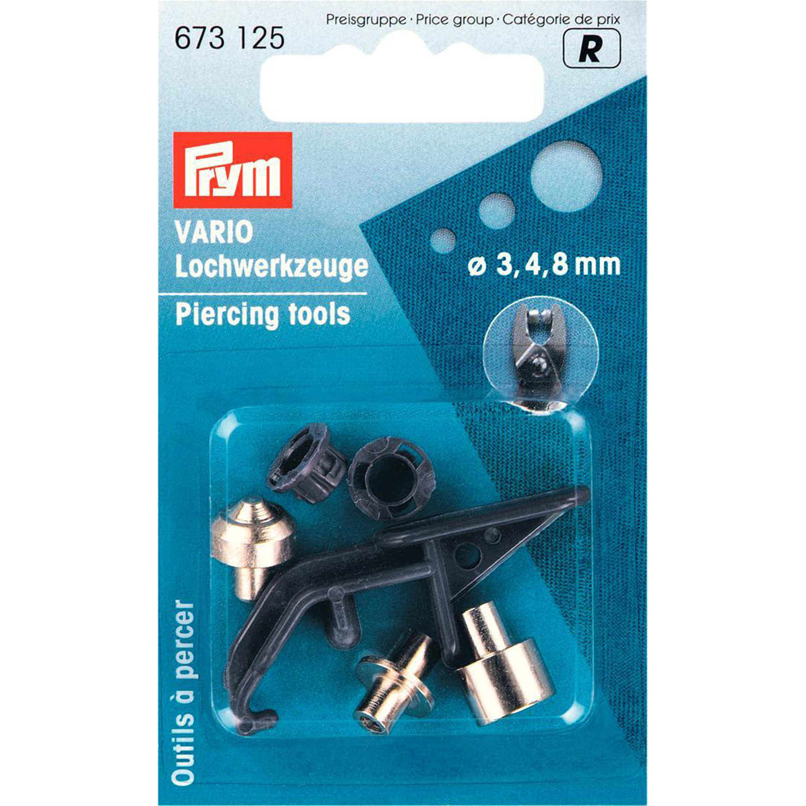 Prym 673125 VARIO-ponsstempels Ø 3/4/8 mm - Kaart