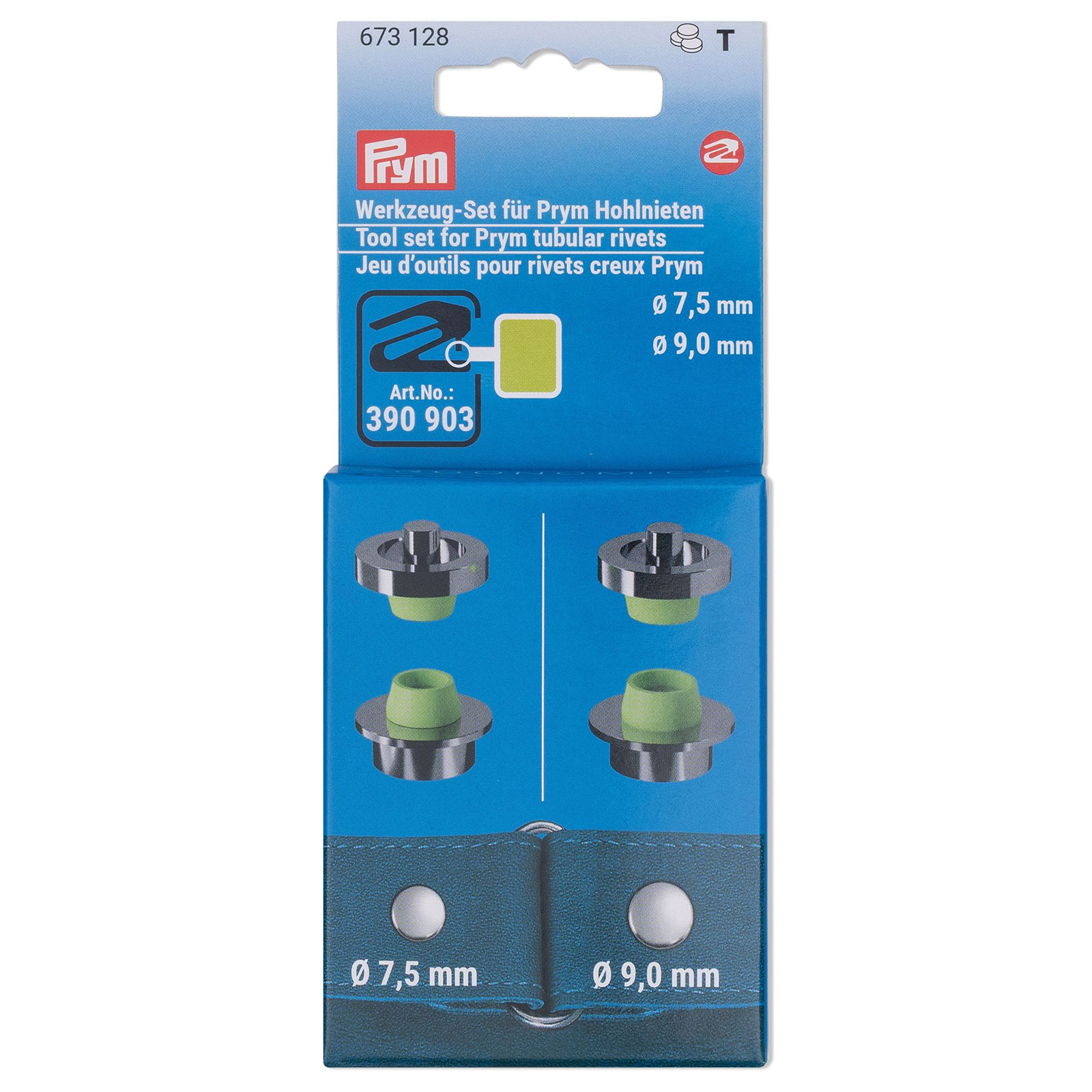 Prym 673128 Gereedschap-set holle nieten 7,5+9mm - Kaart