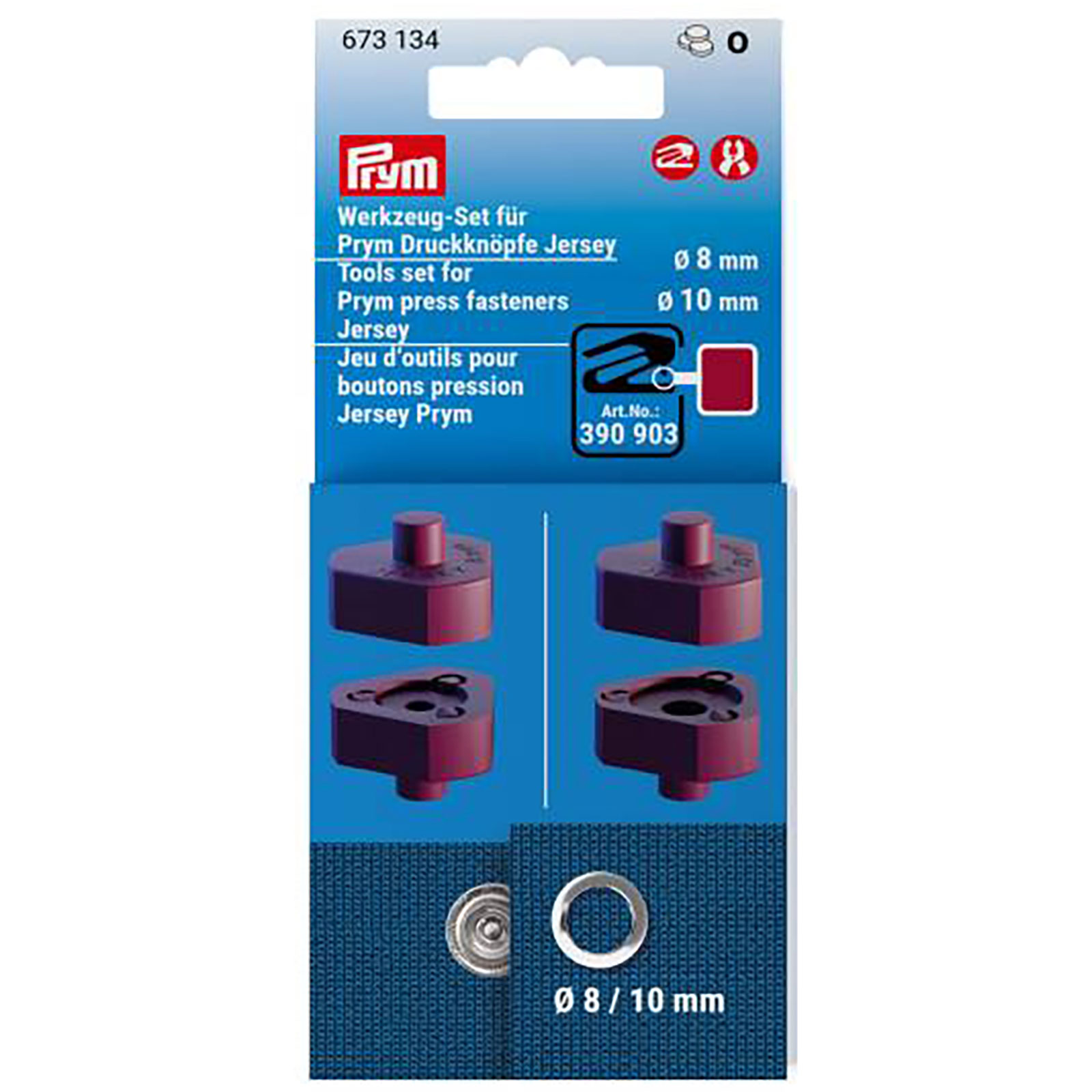 Prym 673134 Gereedschapset drukknopen Jersey 8+10mm - Kaart