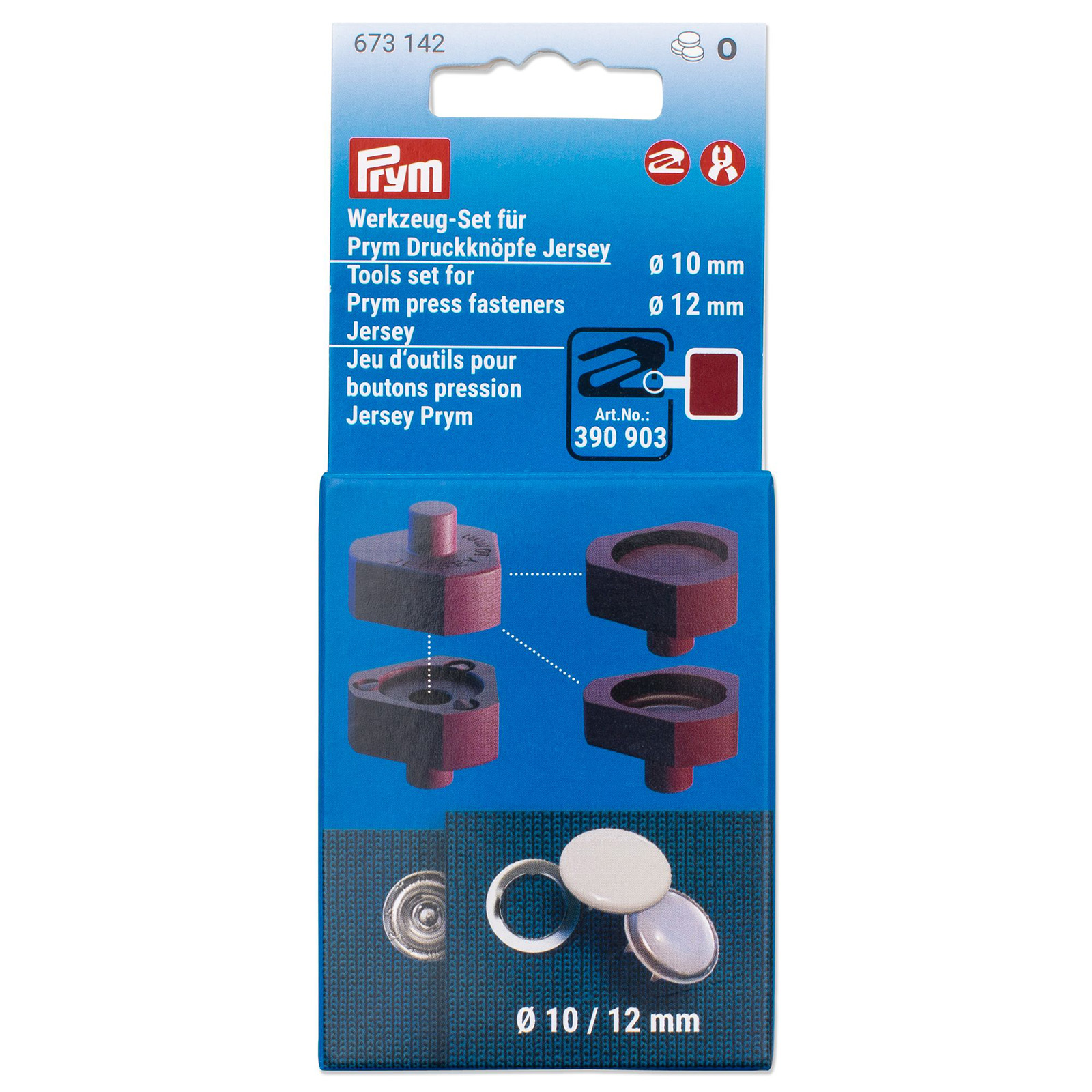 Prym 673142 Gereedschapset drukknopen Jersey 10+12 mm - Kaart