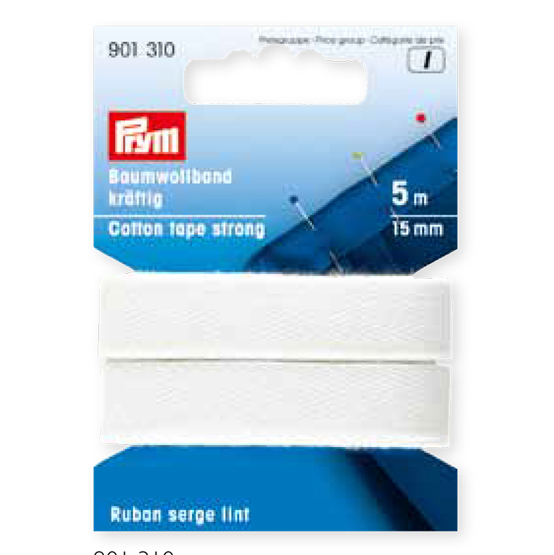 Prym 901610 Katoenband sterk 20 mm wit - Cassette