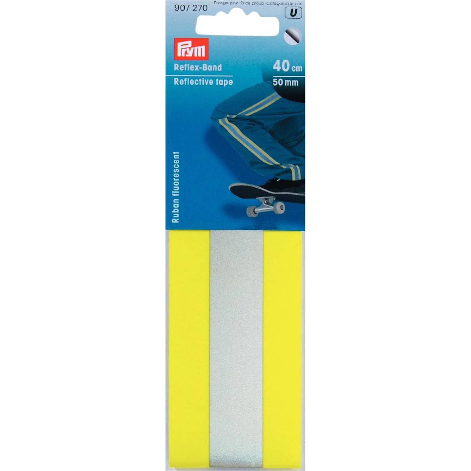 Prym 907270 Band reflecterend zelfklevend 50 mm geel / zilver - Kaart