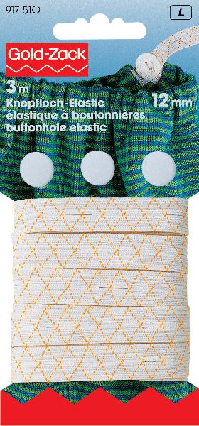 Prym 917510 Knoopsgatenelastiek met 3 knopen 12 mm wit - Kaart
