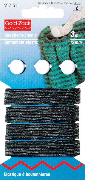 Prym 917511 Knoopsgatenelastiek met 3 knopen 12 mm zwart - Kaart