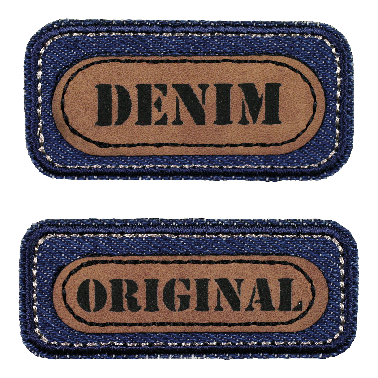 Prym 921495 Applicatie Jeans opstrijkbaar Denim blauw/bruin - Kaart