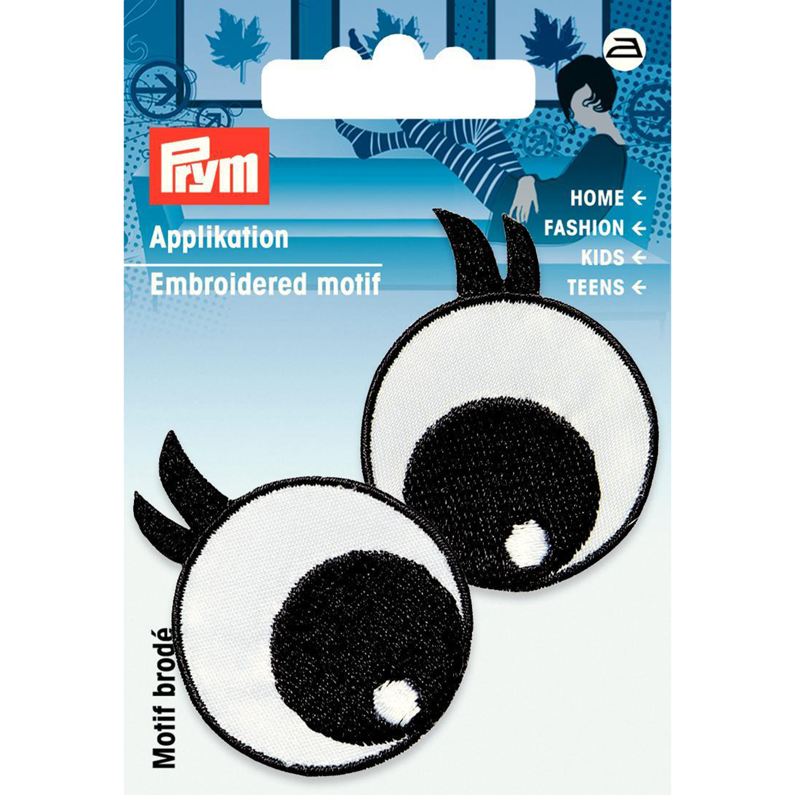 Prym 924273 Applicatie Ogen zwart/wit met wimpers - Kaart