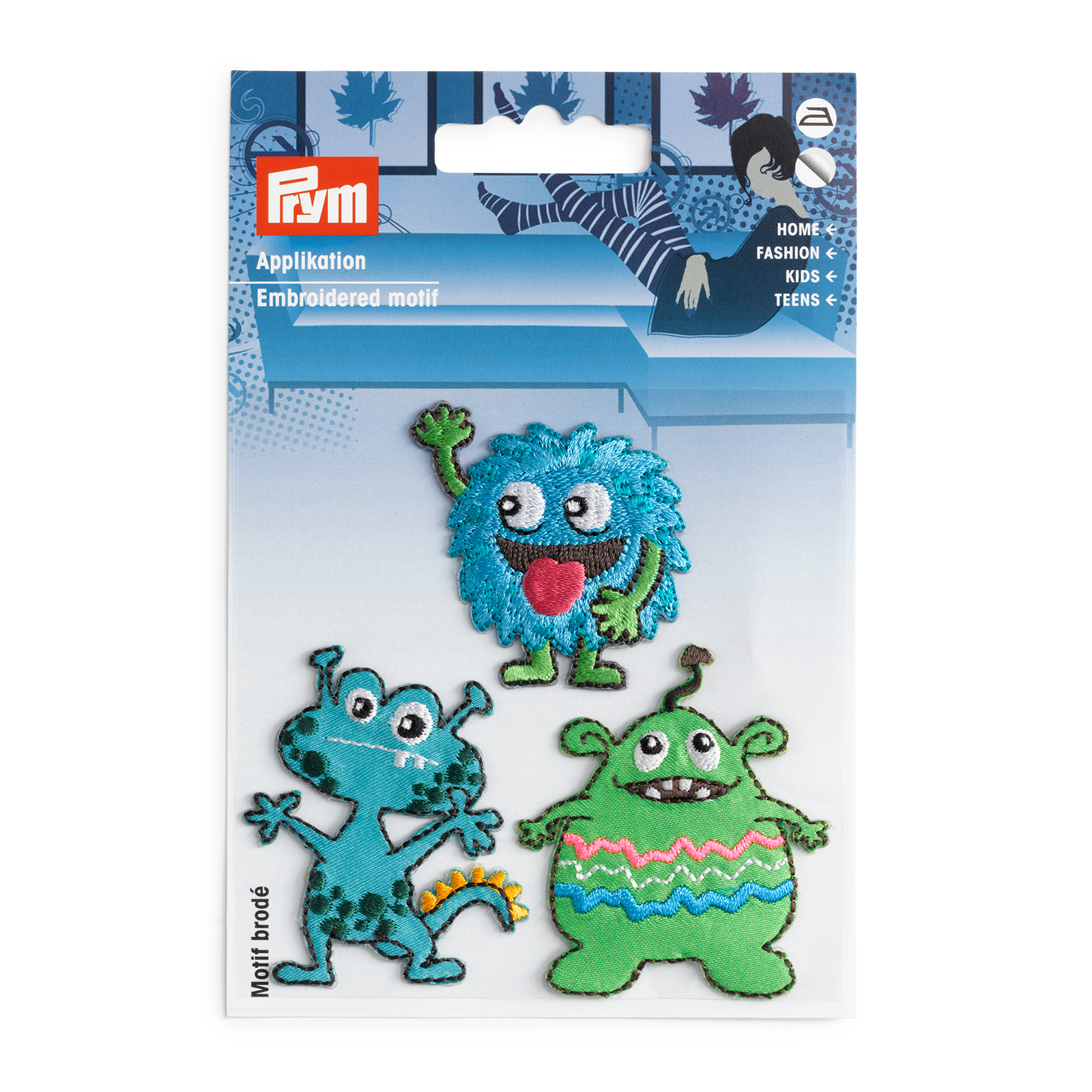 Prym 924300 Applicatie zelfklevend/opstrijkbaar Monsters blauw/groen - Kaart
